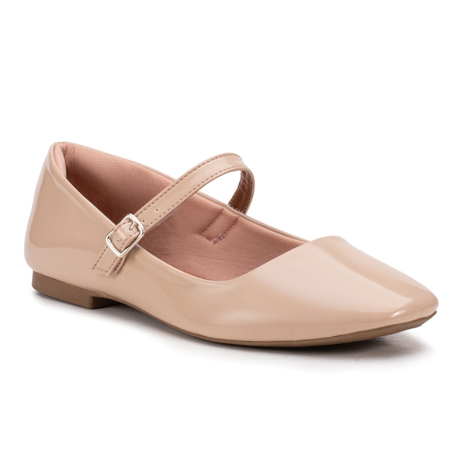Imagem principal Sapatilha Feminina Bico Quadrado Mary Jane Boneca Leve Estilo Shoes nude