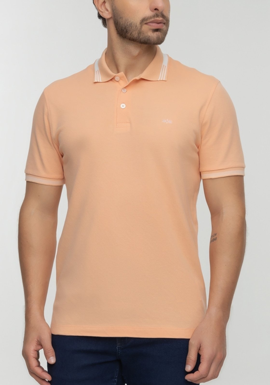 Imagem principal Camisa Polo Com Botões Em Malha Piquet Mercerizada Hangar 33 laranja