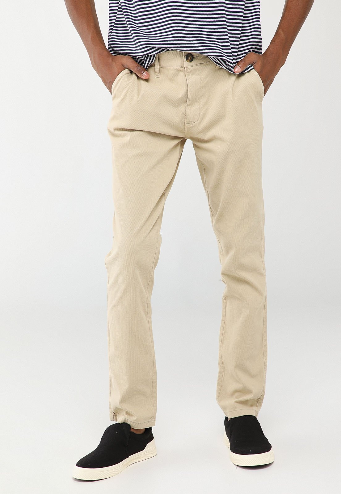 Imagem principal Calça Masculina Dudalina Canelada Chino Slim Dudalina bege