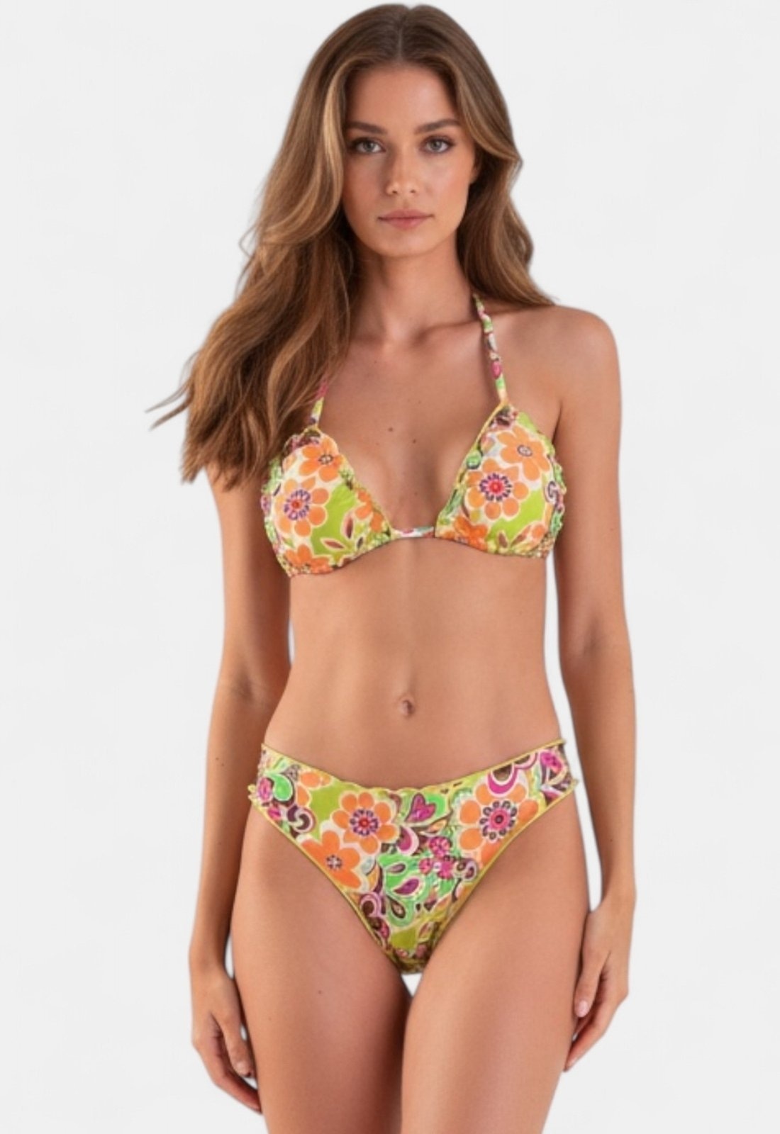 Imagem principal Biquíni Areia Branca Baly Cortininha Ripple Floral Areia Branca verde