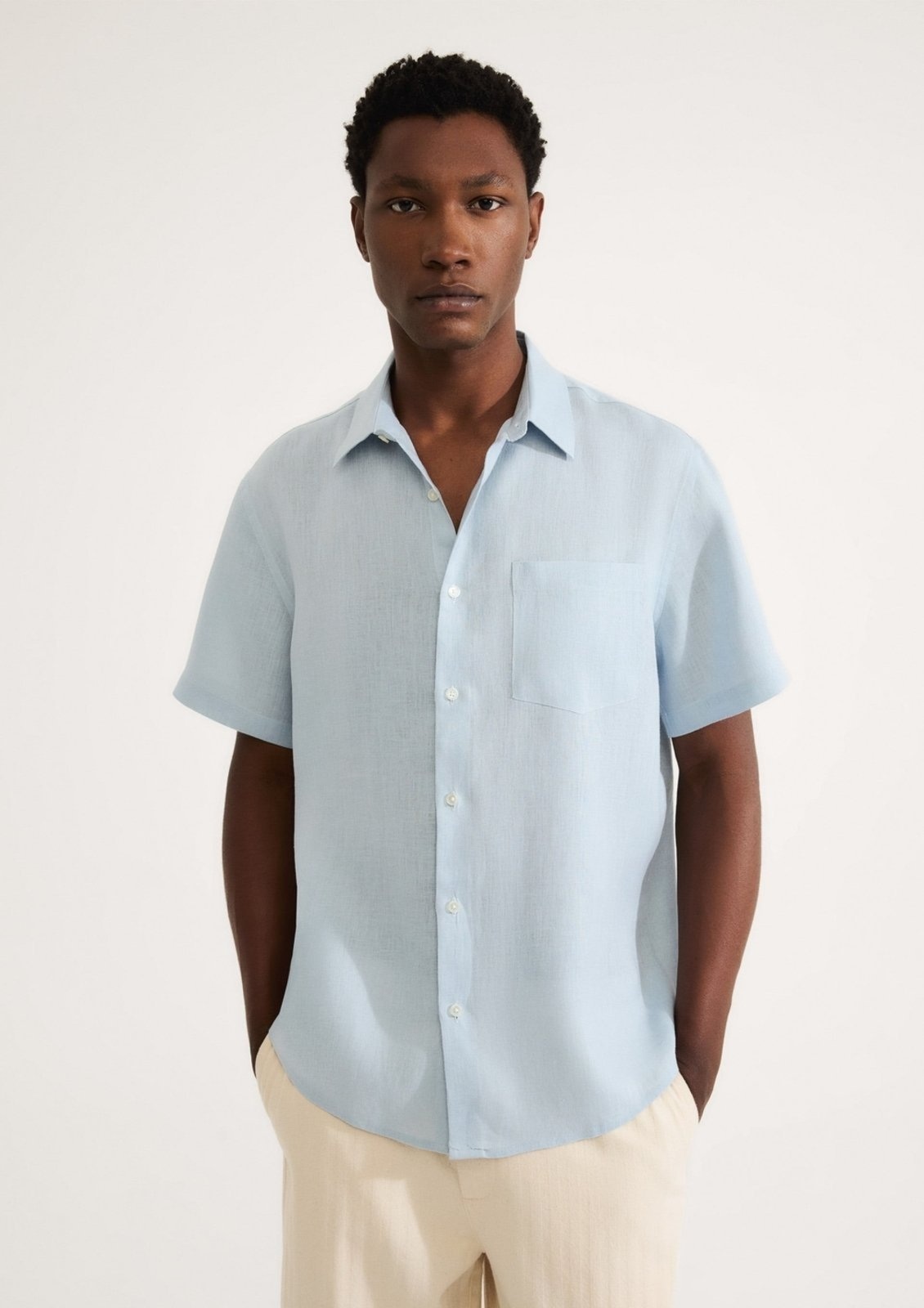 Imagem principal Camisa Masculina Manga Curta Em Linho Hering azul