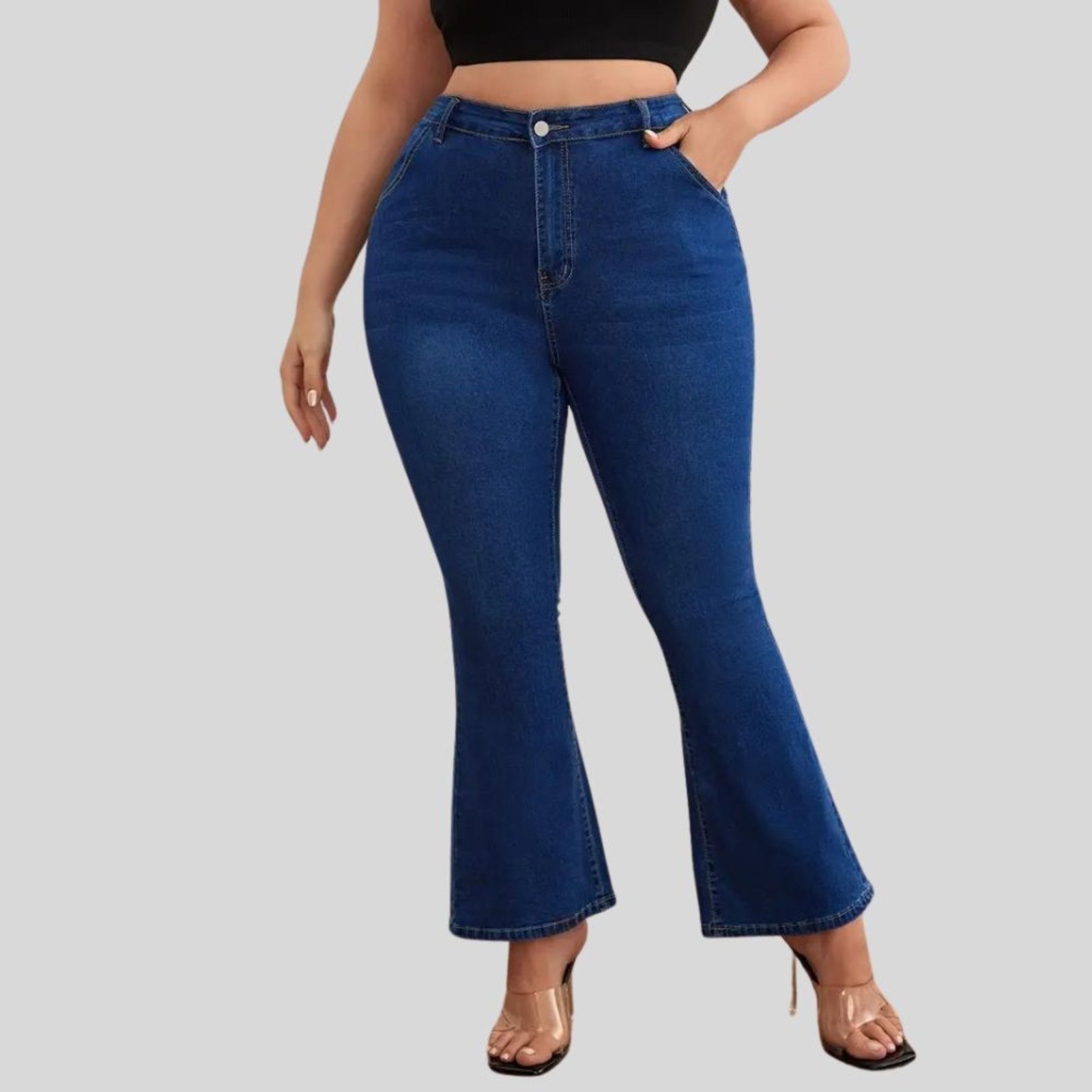 Imagem principal Calça Feminina Flare Plus Size Lavagem Escura Premium TEX JEANS jeans