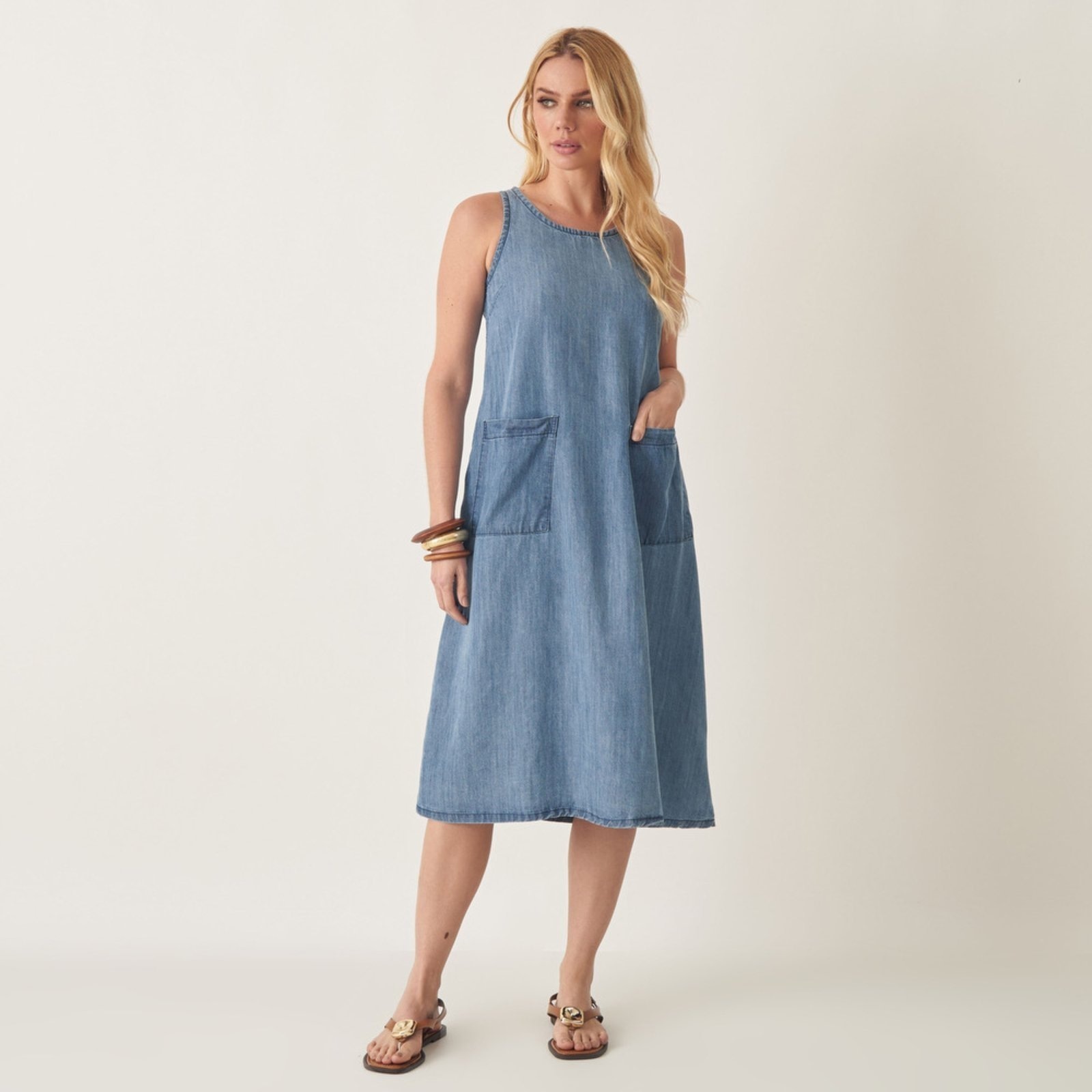 Imagem principal Vestido Midi Jeans Tencel com Bolsos Bloom azul