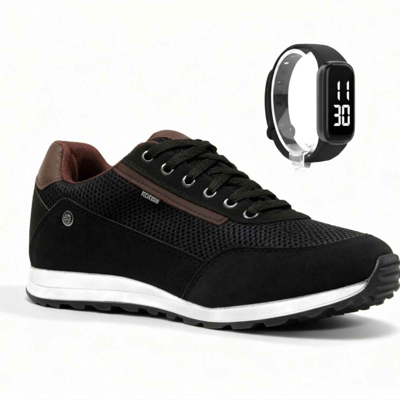 Imagem principal Sapatênis Masculino Tênis Casual Jogger Sapatênis Conforto Dia a Dia + Relógio Sapatofran preto