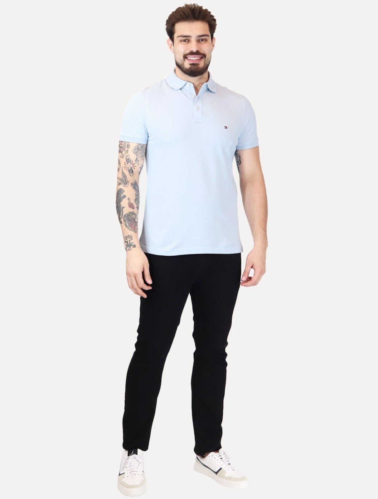 Imagem principal Polo Tommy Hilfiger Masculina Slim Piquet 1985 Céu Tommy Hilfiger azul