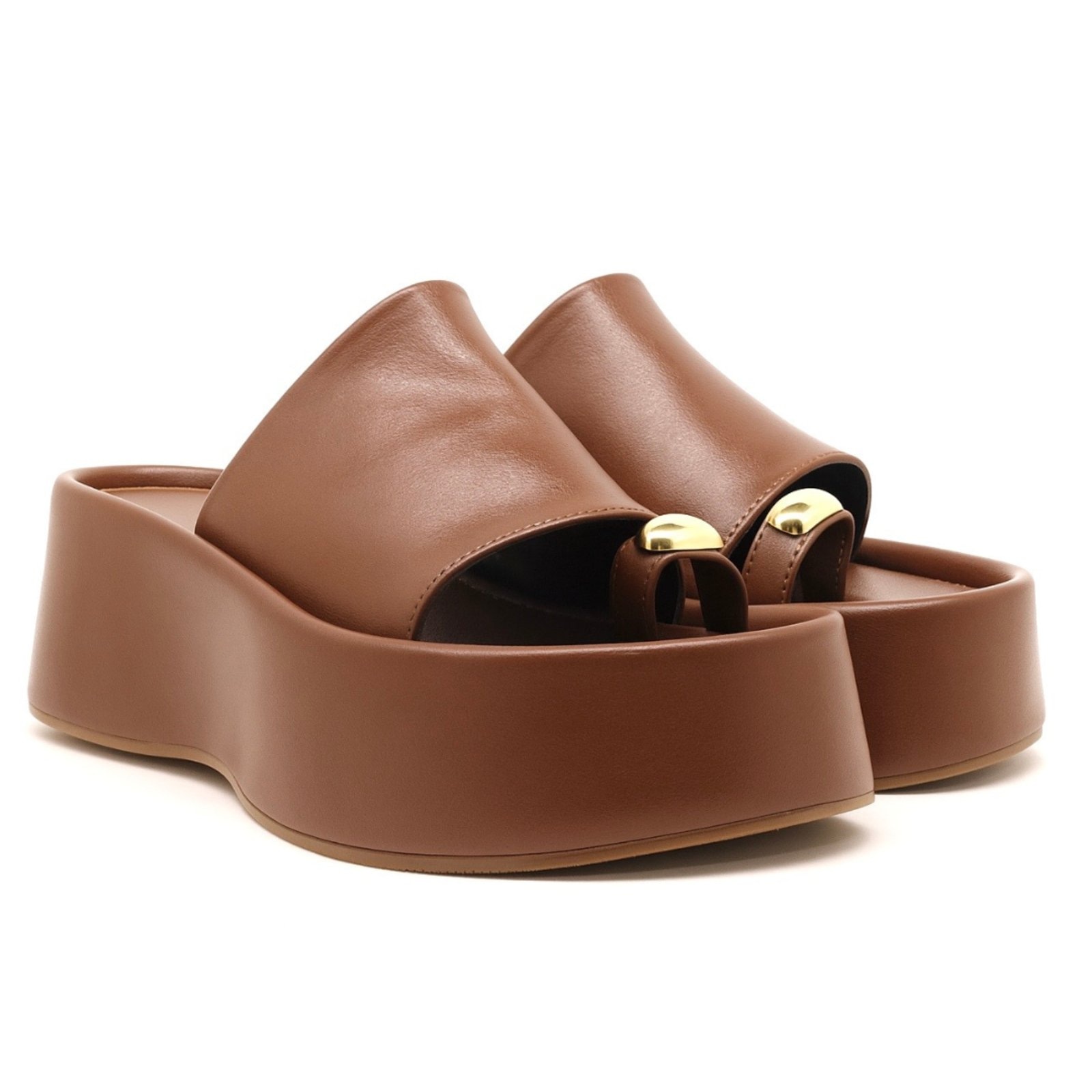 Imagem principal Sandália Tamanco Flat Plataforma Salto Alto 5001 Floter Cacau Flor da Pele marrom