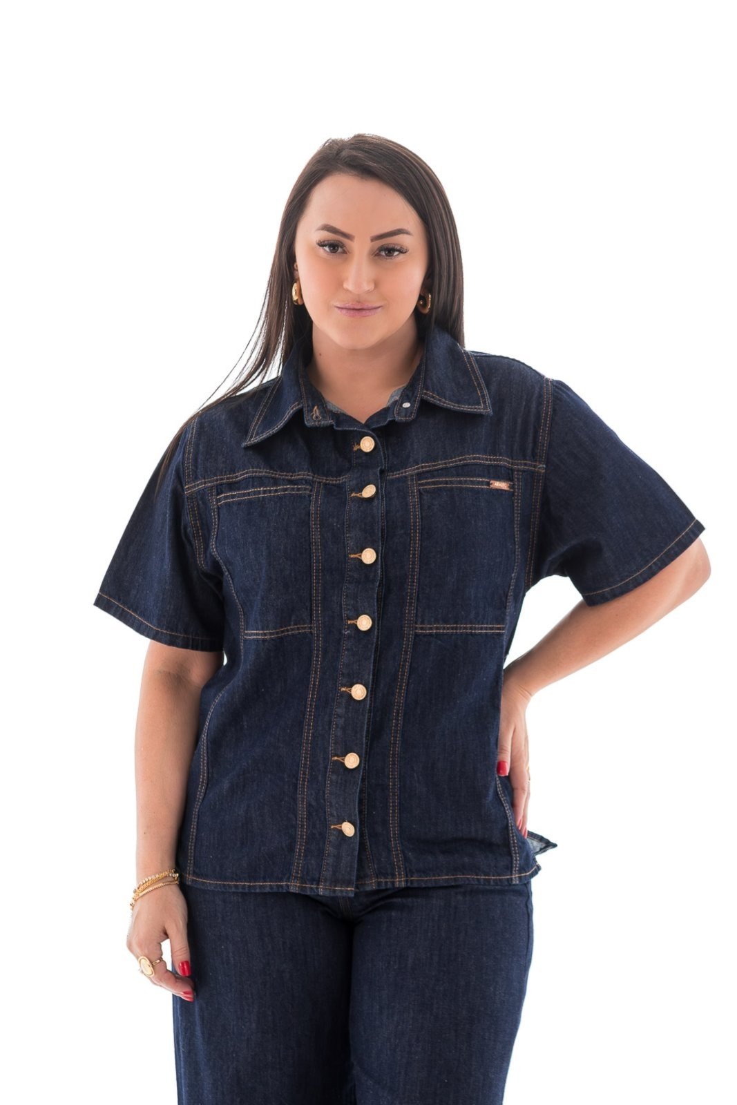 Imagem principal Camisa Feminina Arauto Leve ARAUTO JEANS azul marinho/jeans