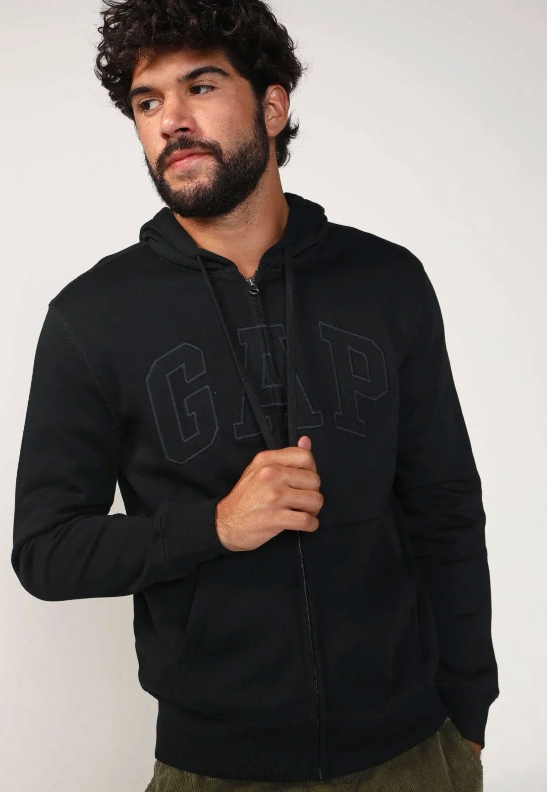 Imagem principal Blusa de Moletom Flanelada Aberta GAP Logo Preta GAP preto