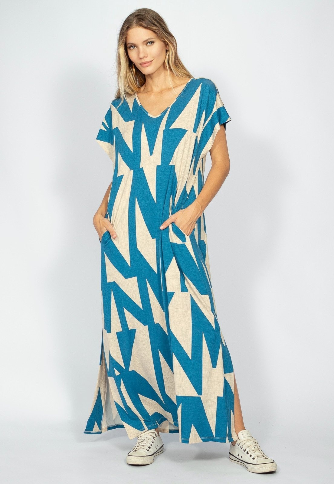 Imagem principal Vestido Nheengatu Malha Amazonia Vital Malha Geométrico e Amazonia Vital azul/blue