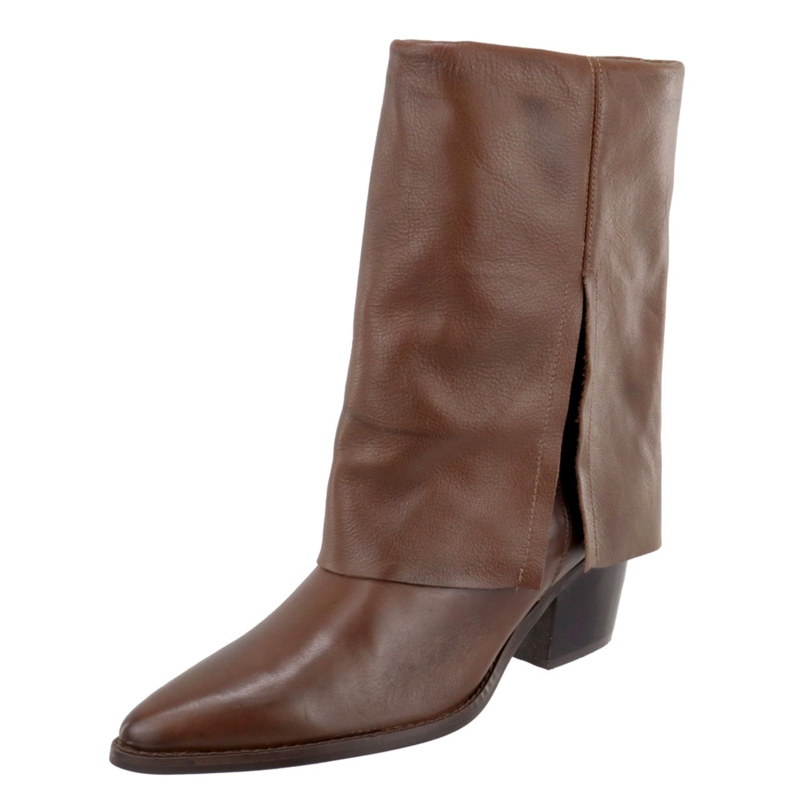 Imagem principal Bota Feminina Bico Fino Saia em Couro Franja Maria Paula Nutella MARIA PAULA marrom