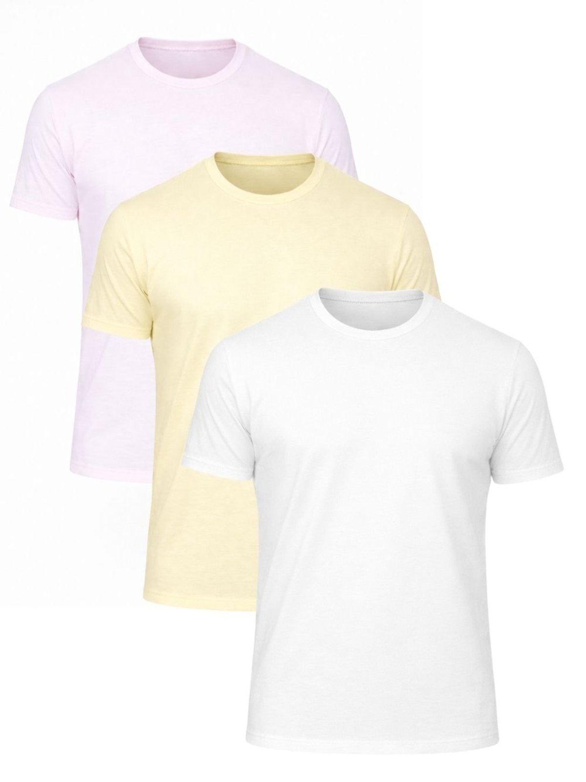Imagem principal Kit 3 Camisetas Masculina Algodão Premium Amarela e Branca - 50696 Crocker rosa