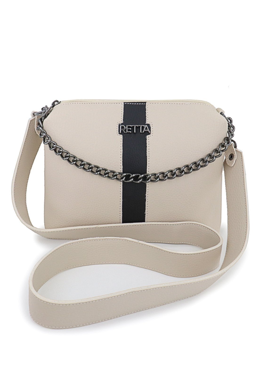 Imagem principal Bolsa Feminina Retta Kiara Transversal Pequena Marfim e Preta Retta Oficial branco