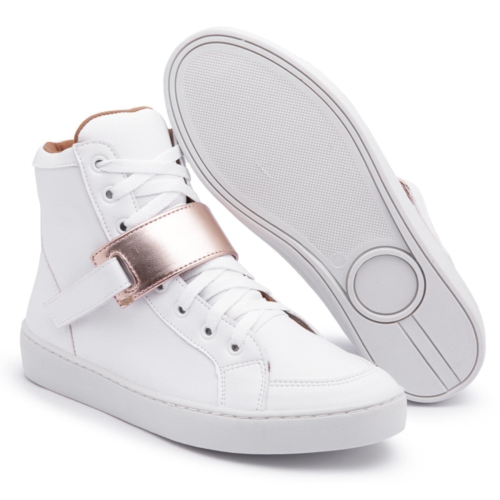 Imagem principal Tênis Cano Alto Fitness Casual Nine4 Estiloso Dourado Nine4 branco