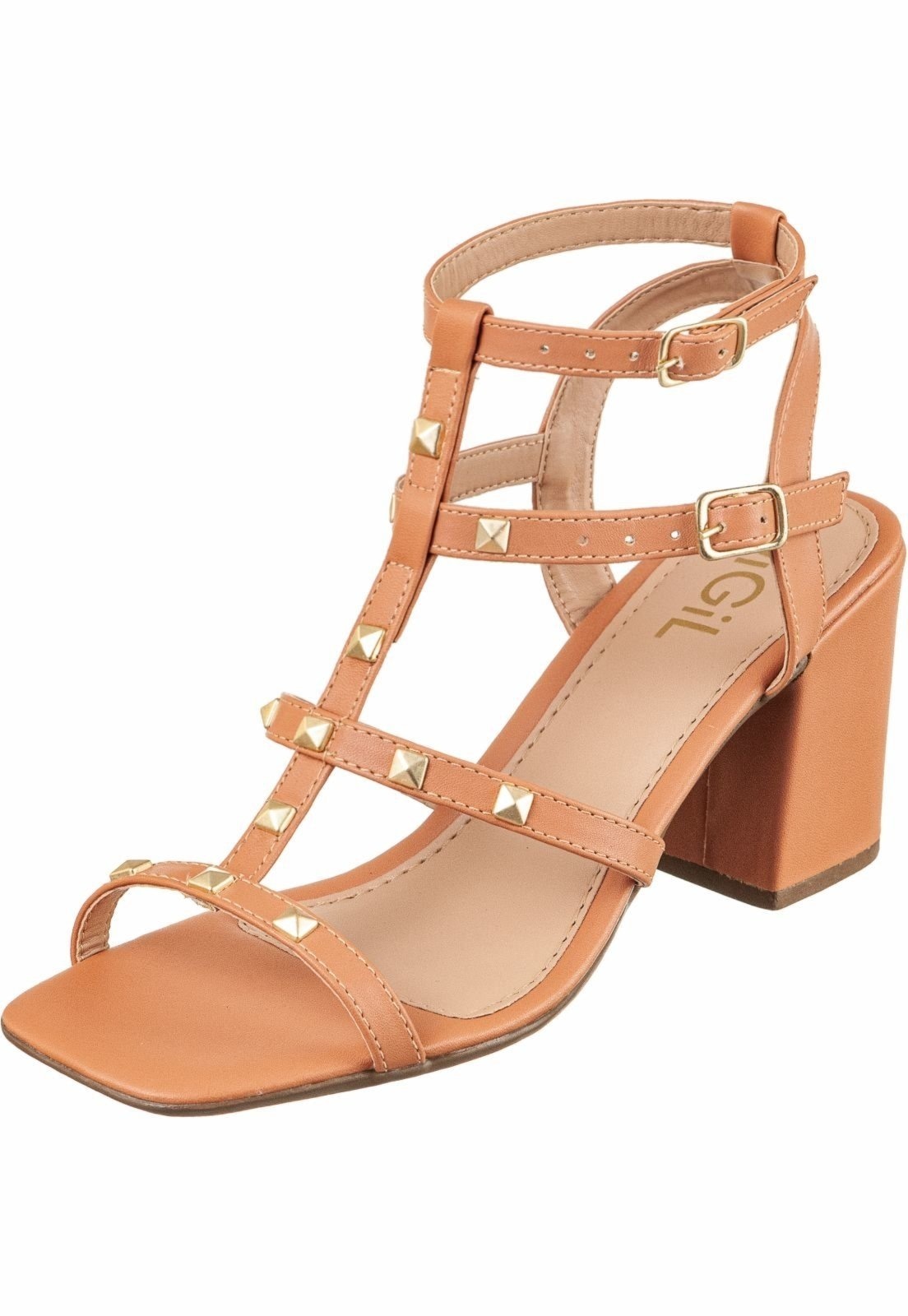 Imagem principal Sandália Salto Grosso GiGiL Gladiadora Blush Gigil caramelo/nude