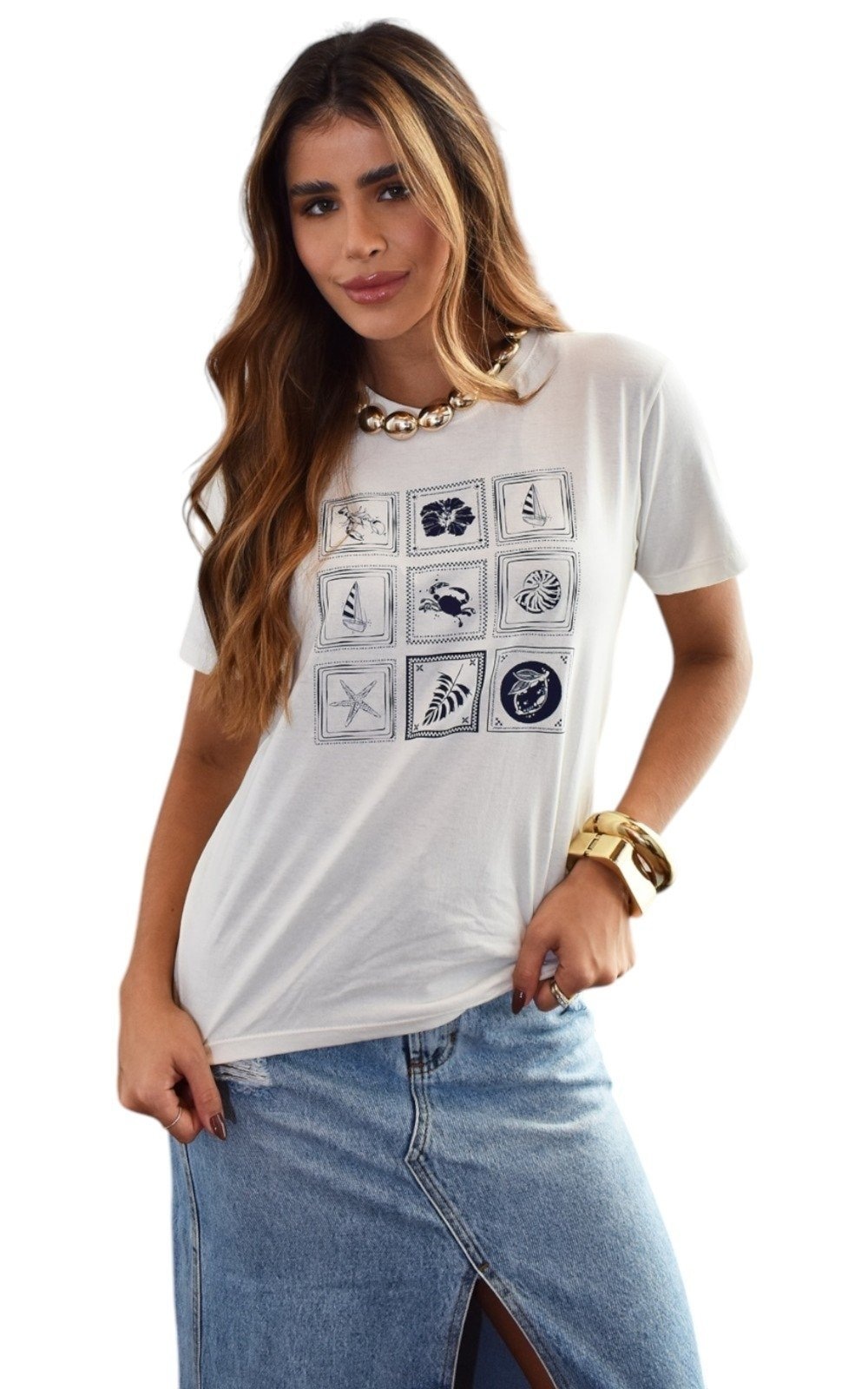 Imagem principal Camiseta Feminina Cianitas Off Estampa Summer Vibes Cianitas off-white