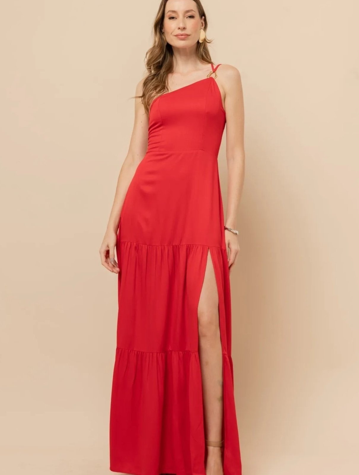 Imagem principal Vestido Longo Um Ombro Só Camila VIC BRAND vermelho