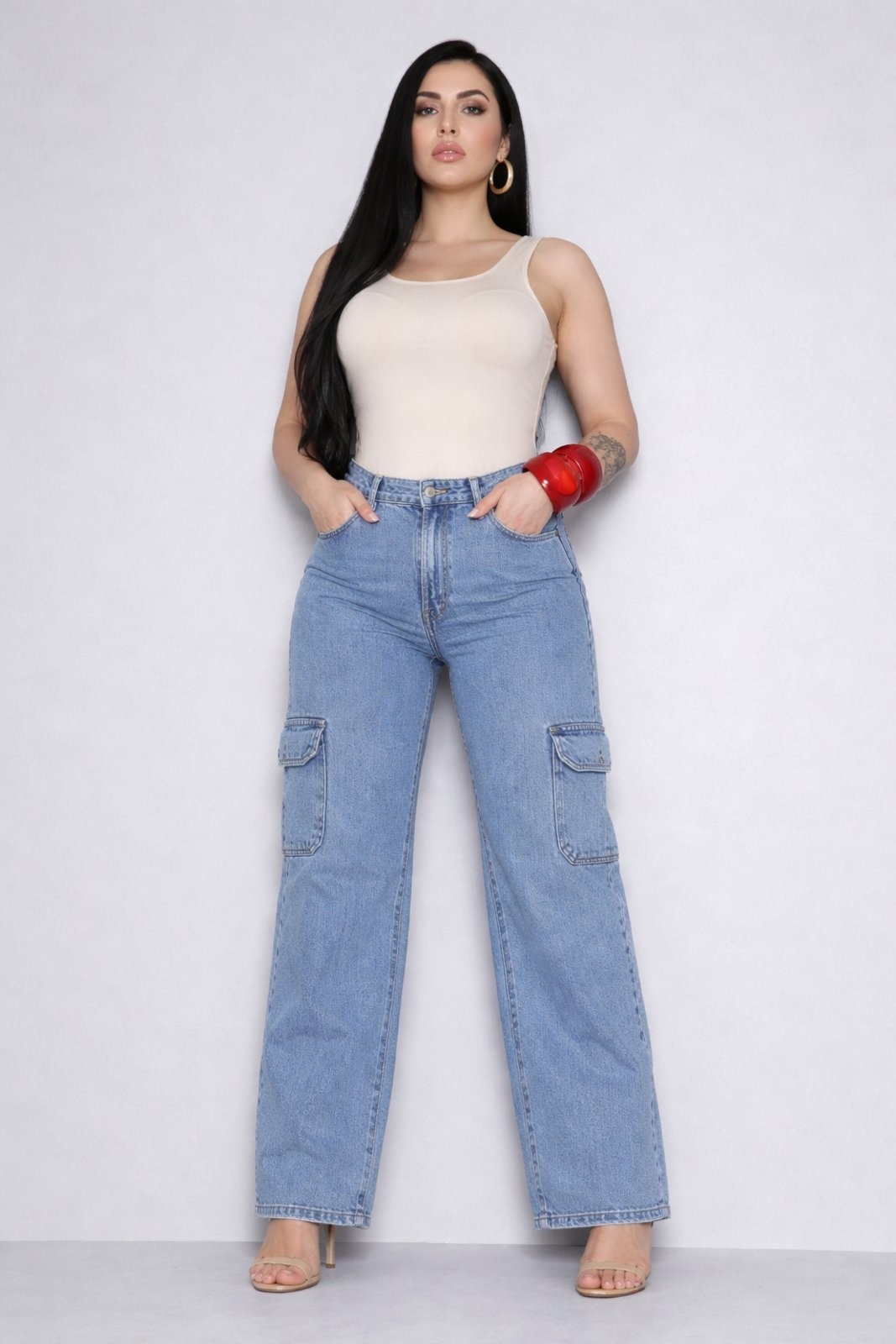 Imagem principal Calça Jeans D Bell Outlet Fashion Wide Leg Azul Claro D BELL OUTLET FASHION jeans azul