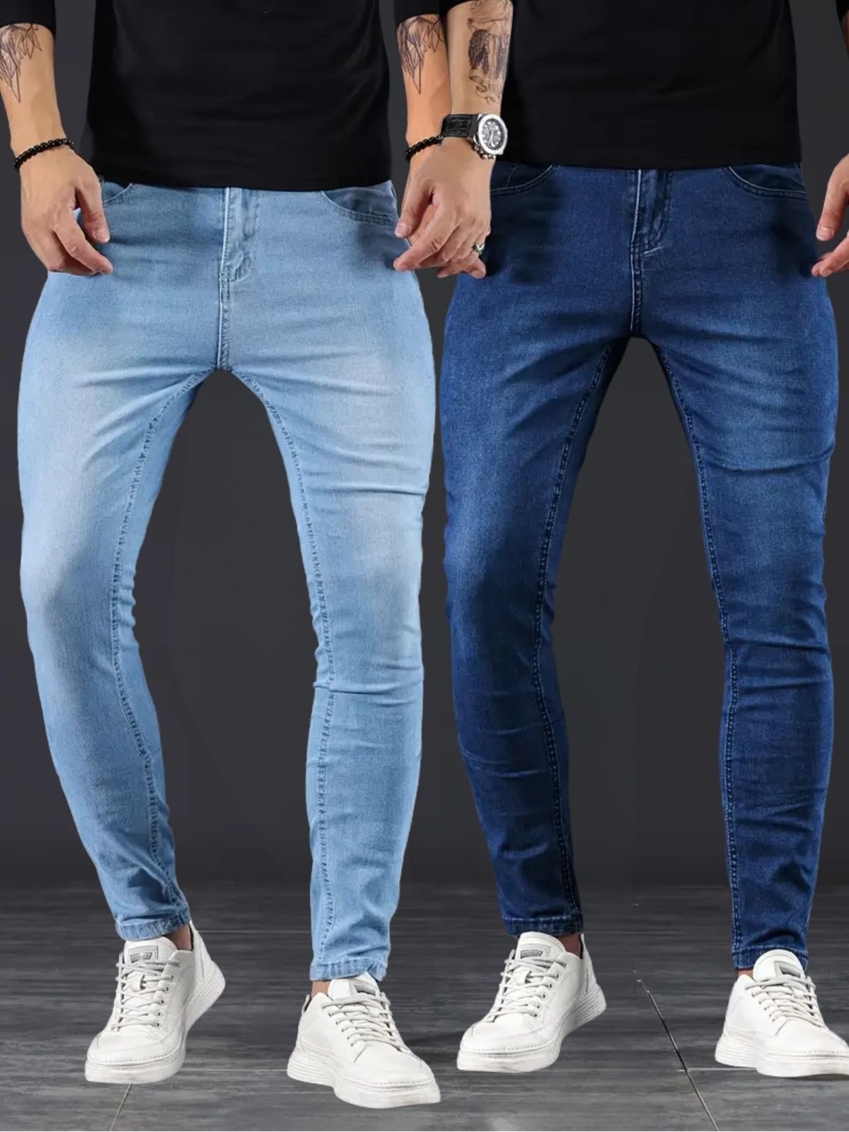 Imagem principal Kit 2 Calças Jeans Skinny Alpha Street Wear Básica e Confortável Clara Alpha Street Wear azul/azul marinho/jeans azul