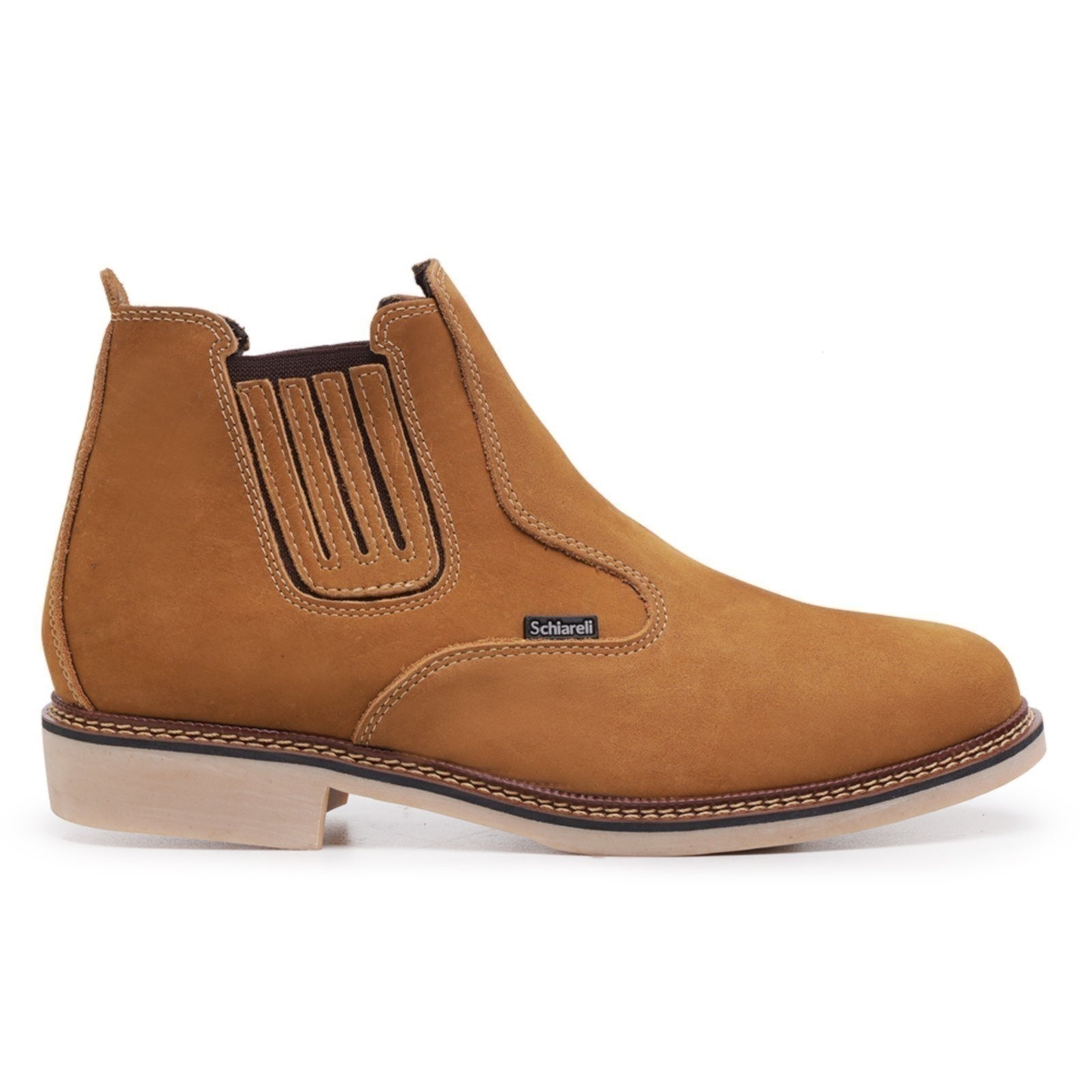 Imagem principal Bota Botina Masculina de Couro Sola de Borracha Country Roça Sítio Macia Moderna 525 Castor Schiareli marrom