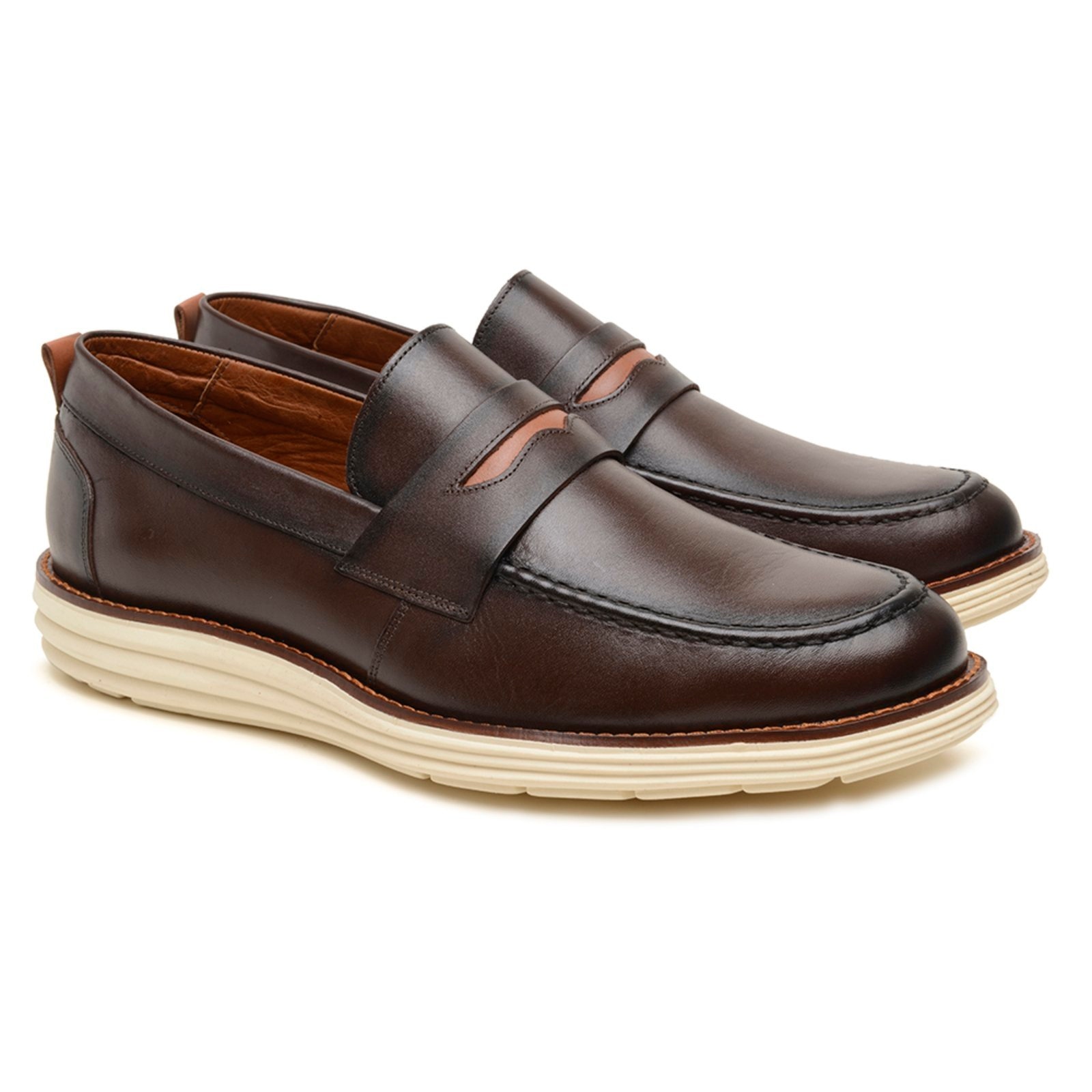 Imagem principal Sapato Loafer Casual Masculino Couro Legítimo Rute Paula café