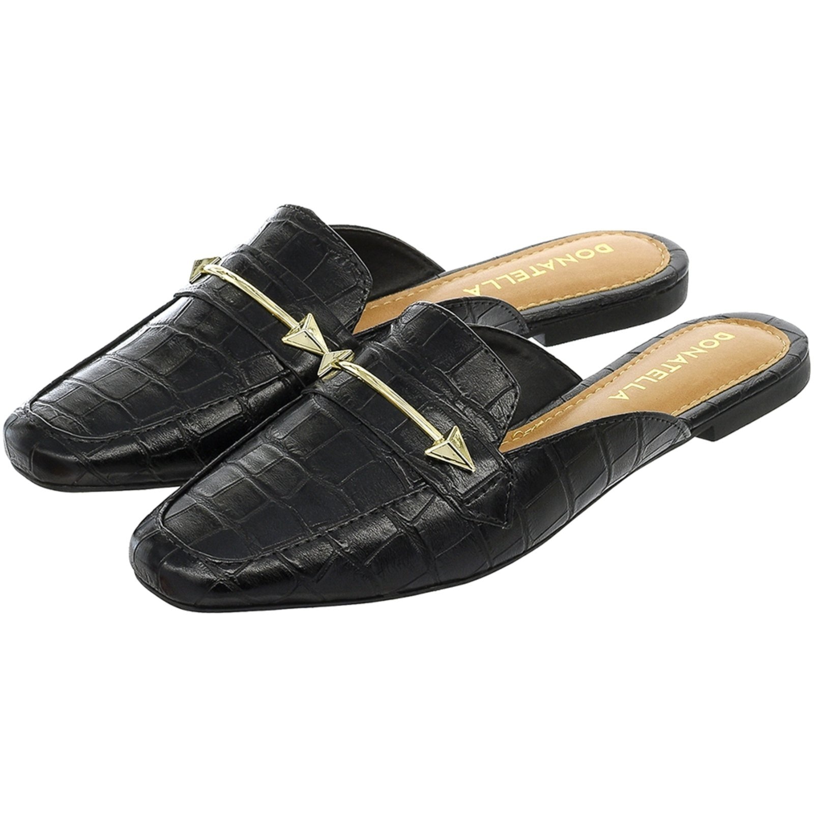 Imagem principal Sapato Mule Feminino CM Calçados Bico Quadrado Confort Croco Monte Shoes preto