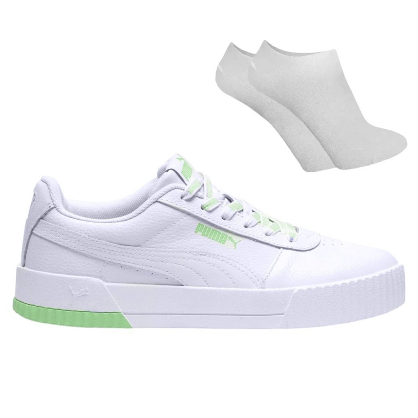 Imagem principal Kit Tênis Puma Carina Logomania Feminino + Par de Meia Puma branco