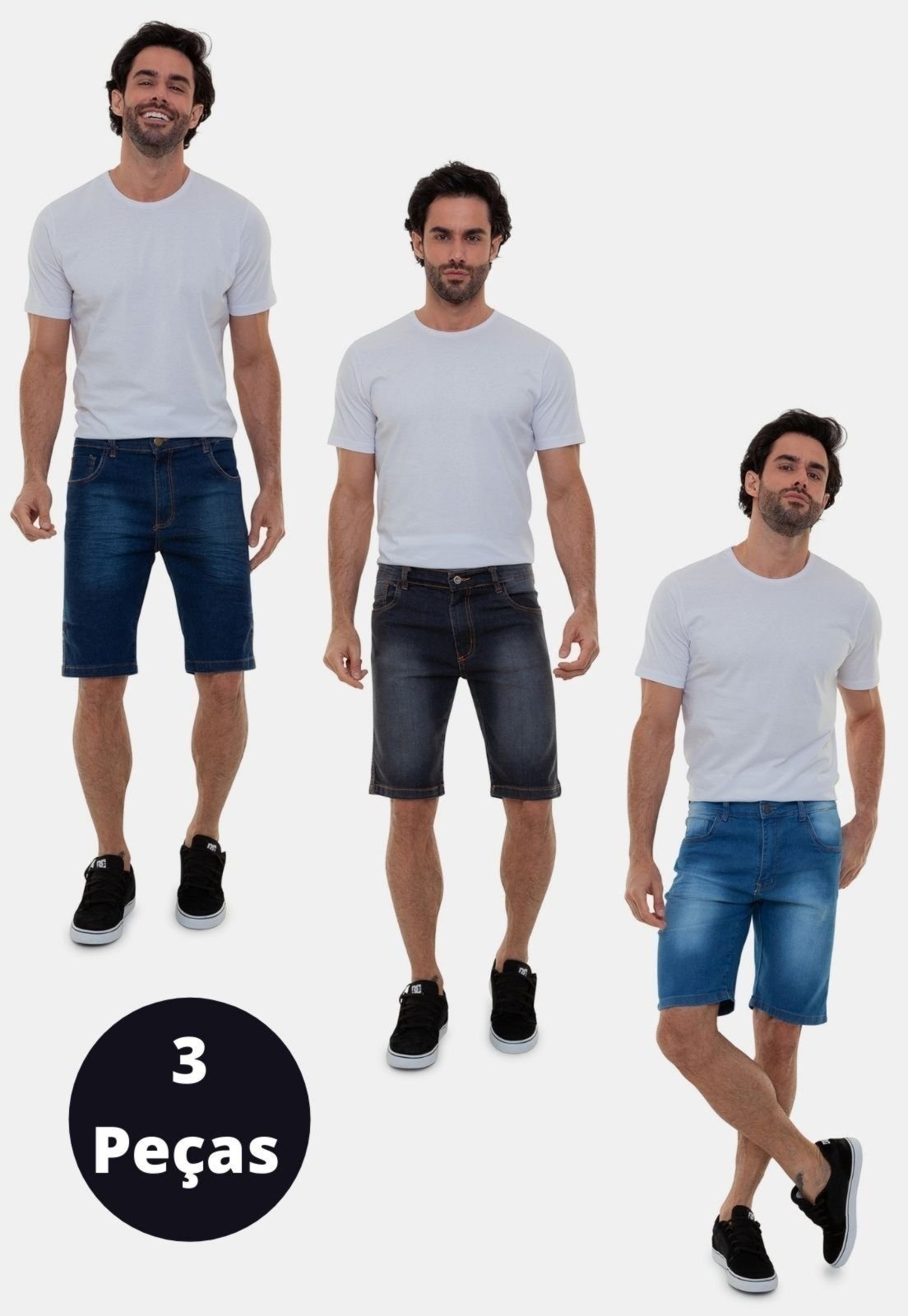 Imagem principal Kit 3 Peças Bermudas Jeans Tradicional Versatti Praga Versatti Jeans azul