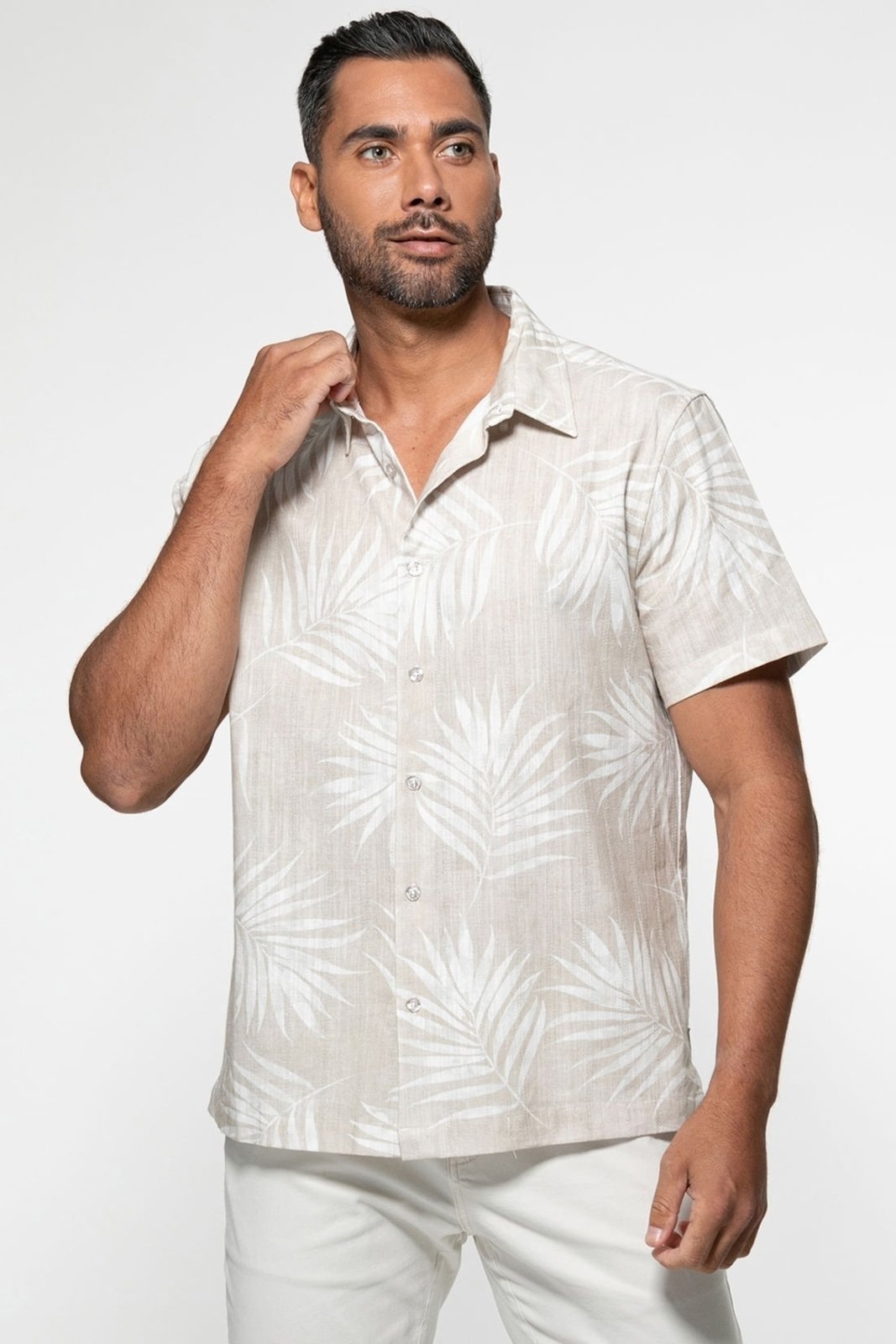 Imagem principal Camisa Guess Manga Curta Linho Palm Tree Guess branco