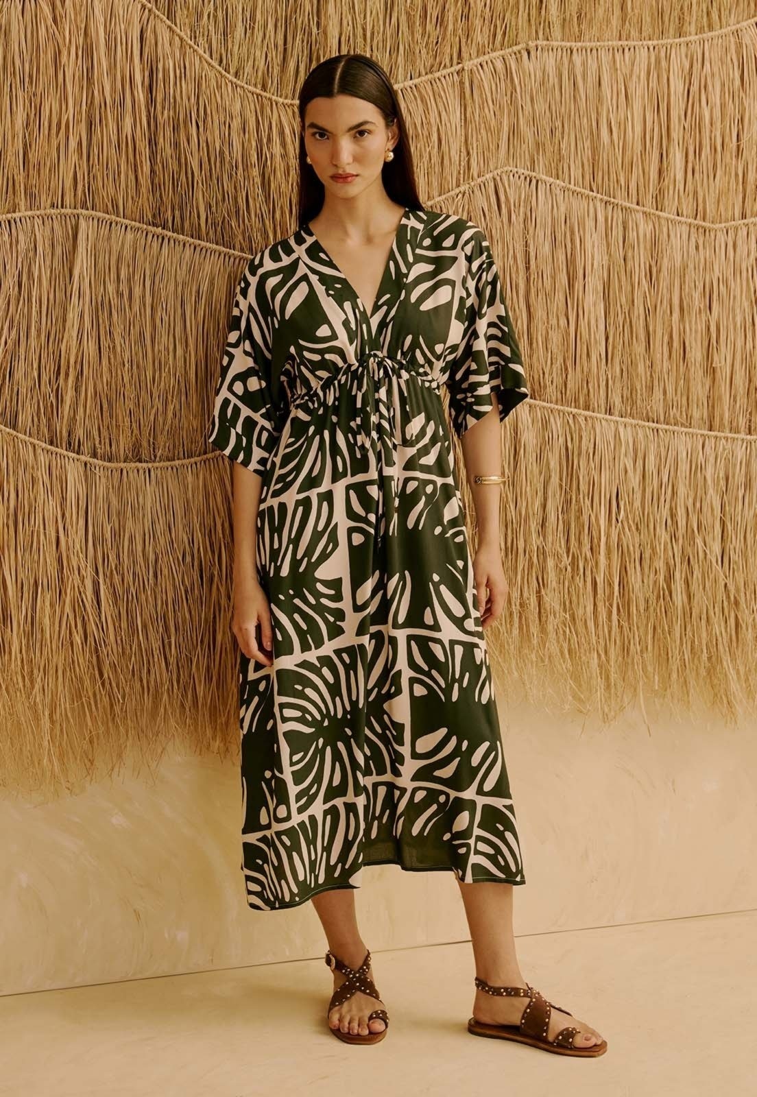 Imagem principal Vestido Midi Túnel Estampado Totora CaCay verde
