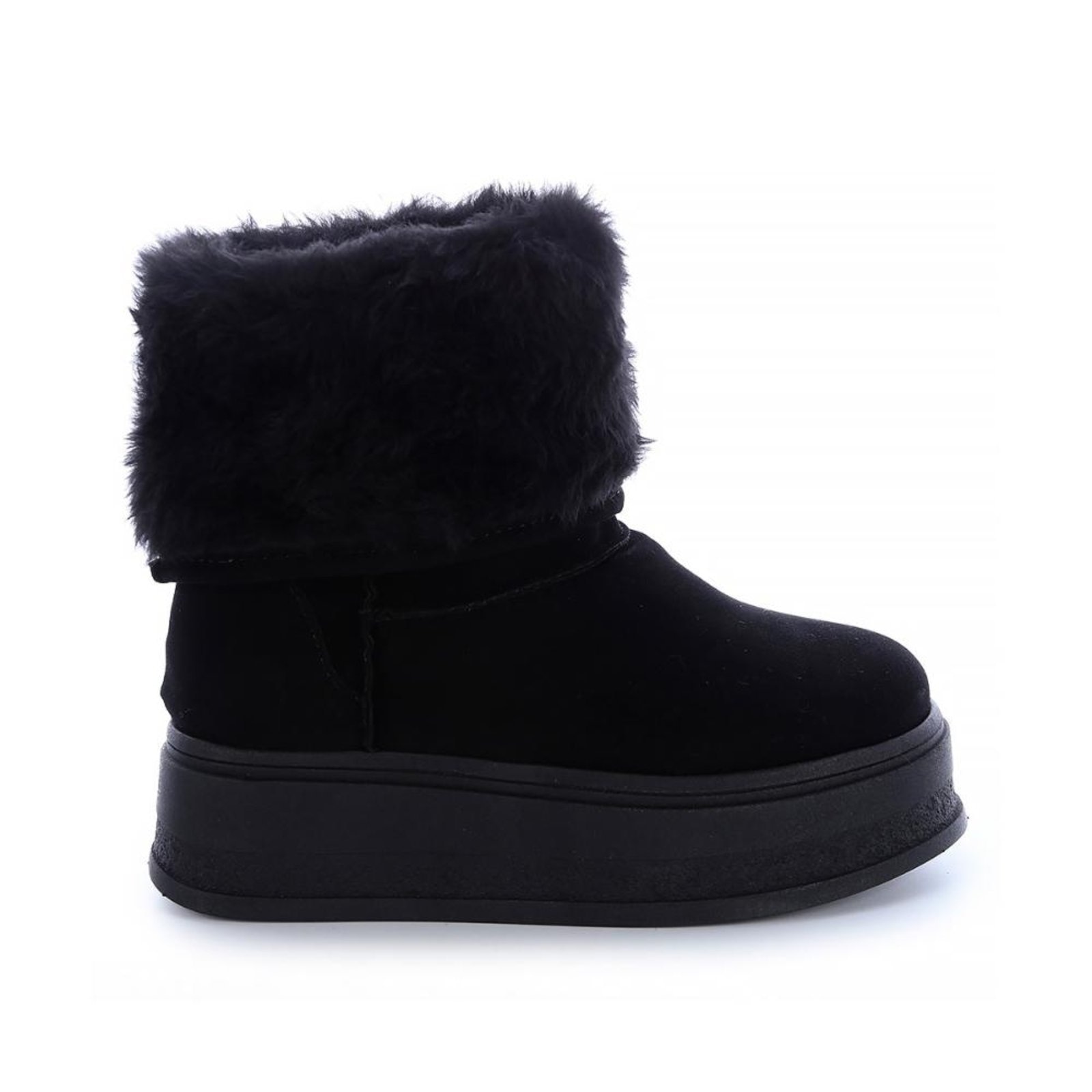 Imagem principal Bota de Pelos Damannu Shoes Forrada Salto Plataforma Cano Médio Damannu Shoes preto