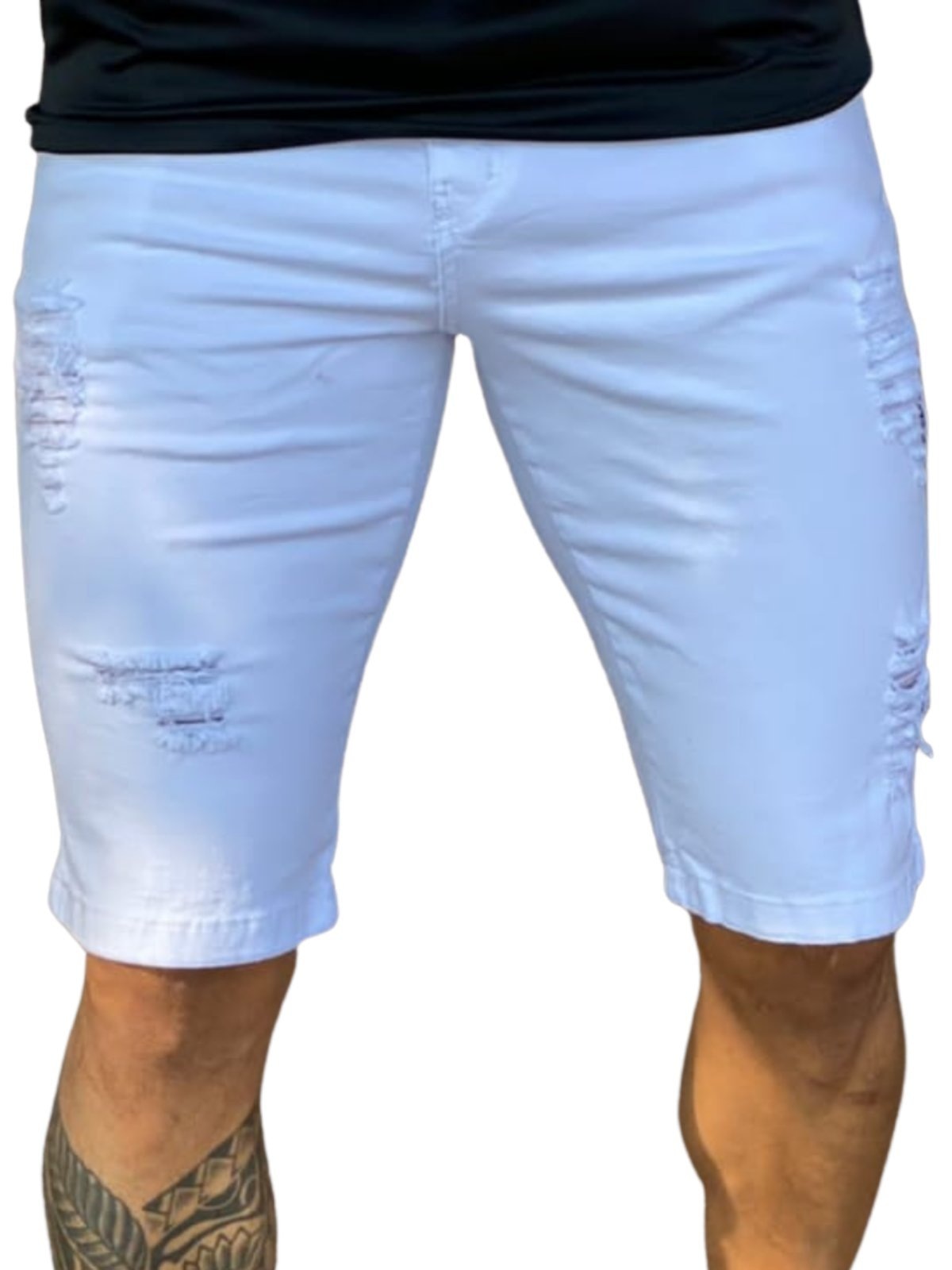 Imagem principal Short Bermuda Masculina Jeans Light Rasgado JEANS LIGHT branco