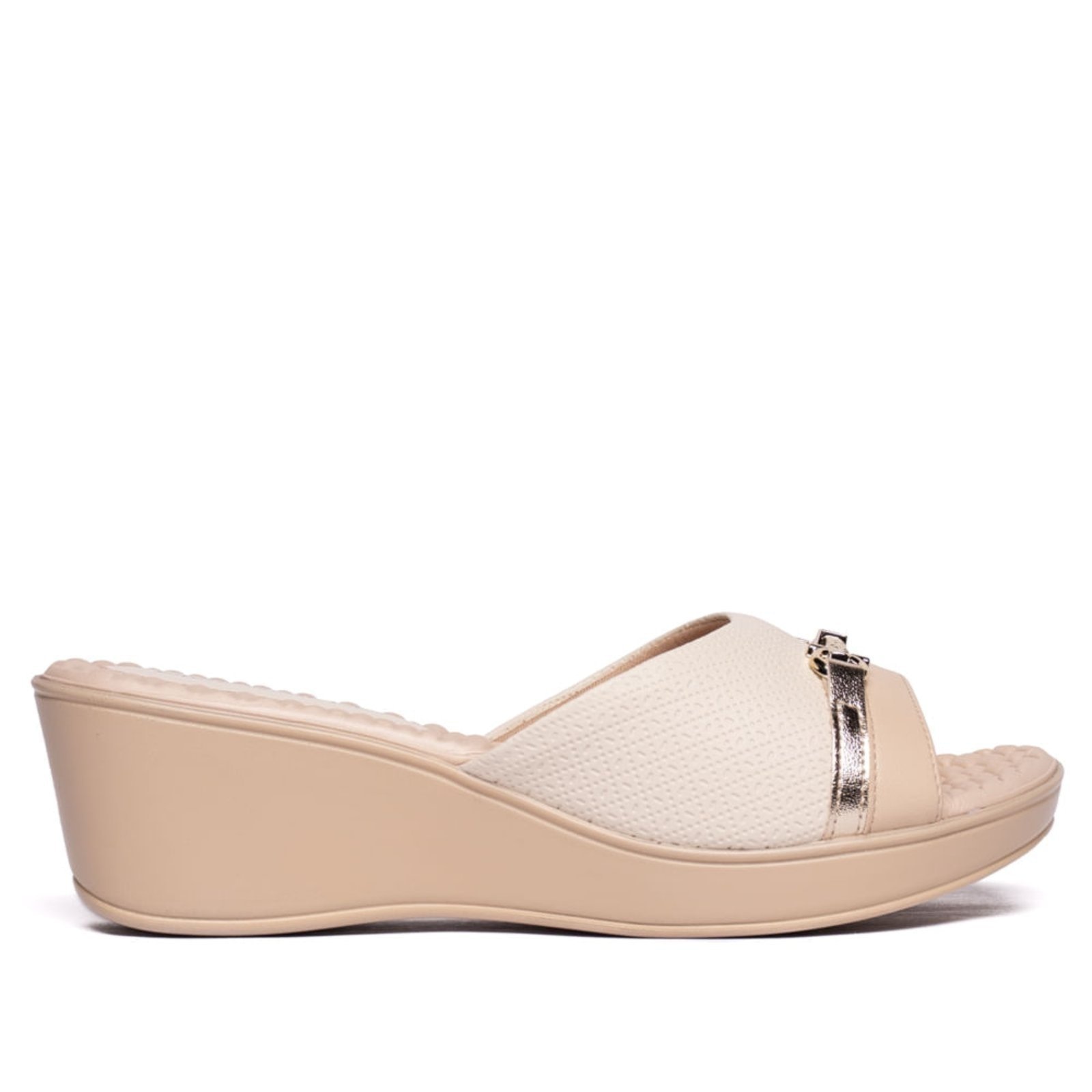 Imagem principal Tamanco Feminino Piccadilly Wide Fit Anabela Médio Piccadilly bege