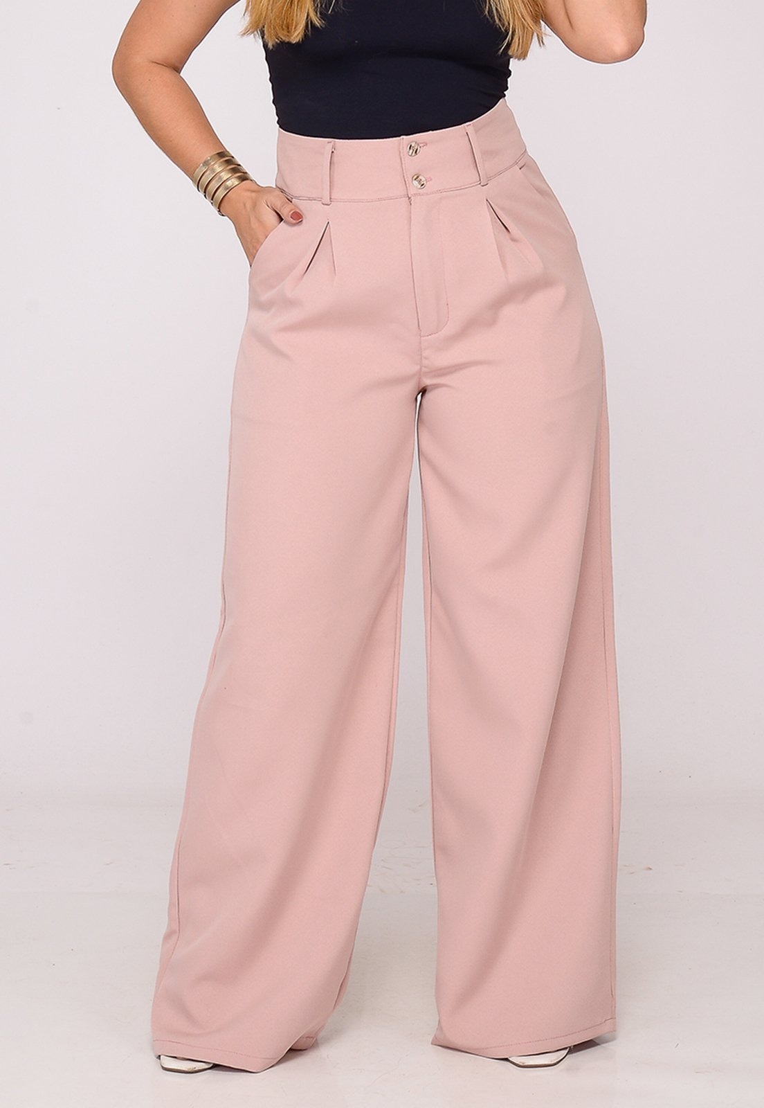 Imagem principal Calça Pantalona Alfaiataria Feminina Social Macaw nude/rosa/rosê nude