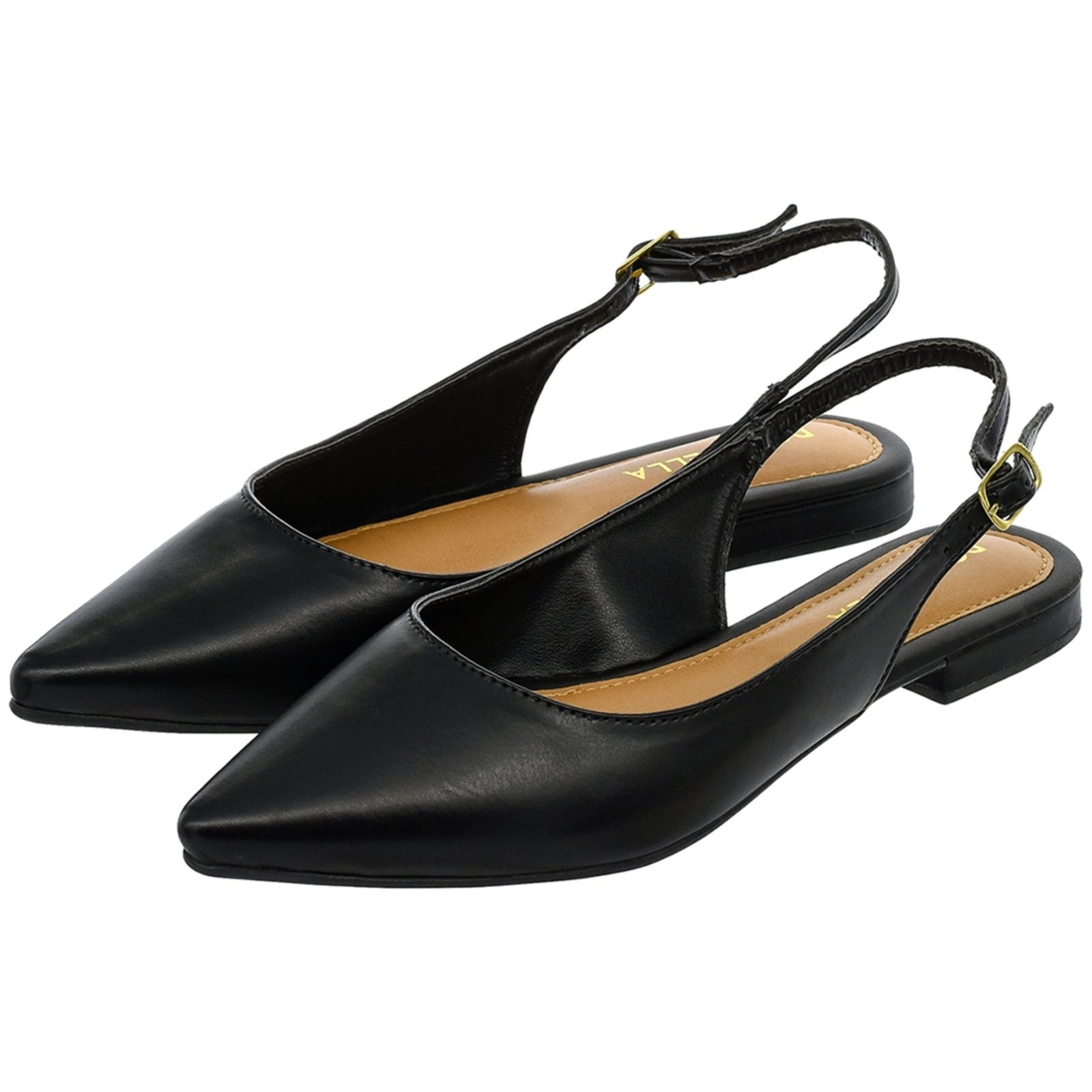 Imagem principal Sapatilha Feminina Bico Fino Mule Slingback CM Calçados Clássica Lisa Monte Shoes preto