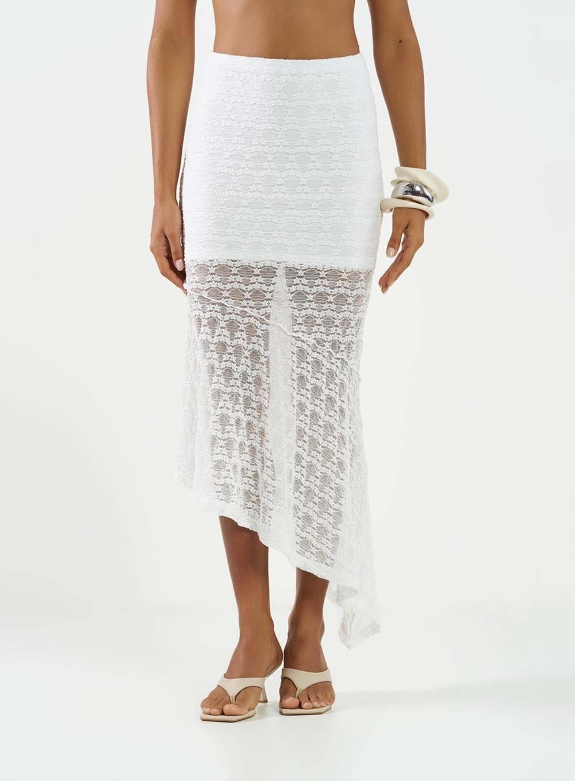 Imagem principal Saia Assimétrica com Renda Colcci CLC Off Shell Colcci CLC branco
