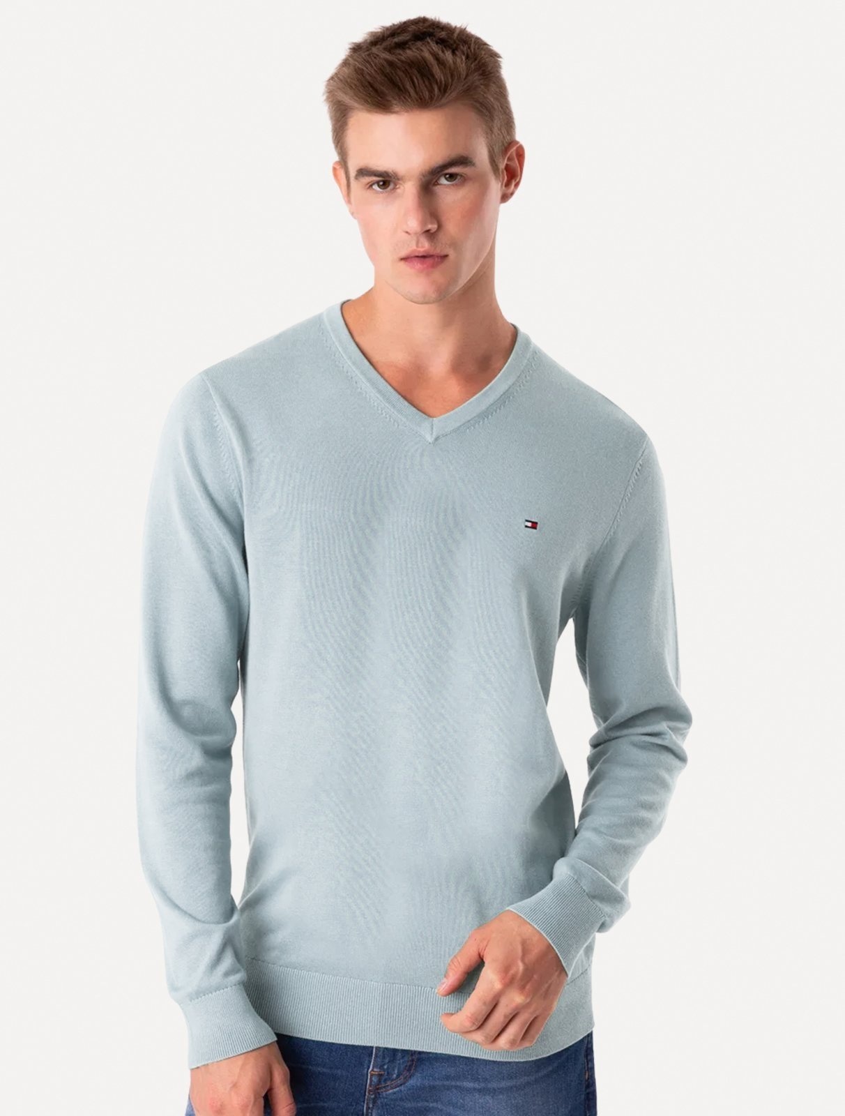 Imagem principal Suéter Tommy Hilfiger Masculino Signature V-Neck Claro Tommy Hilfiger azul