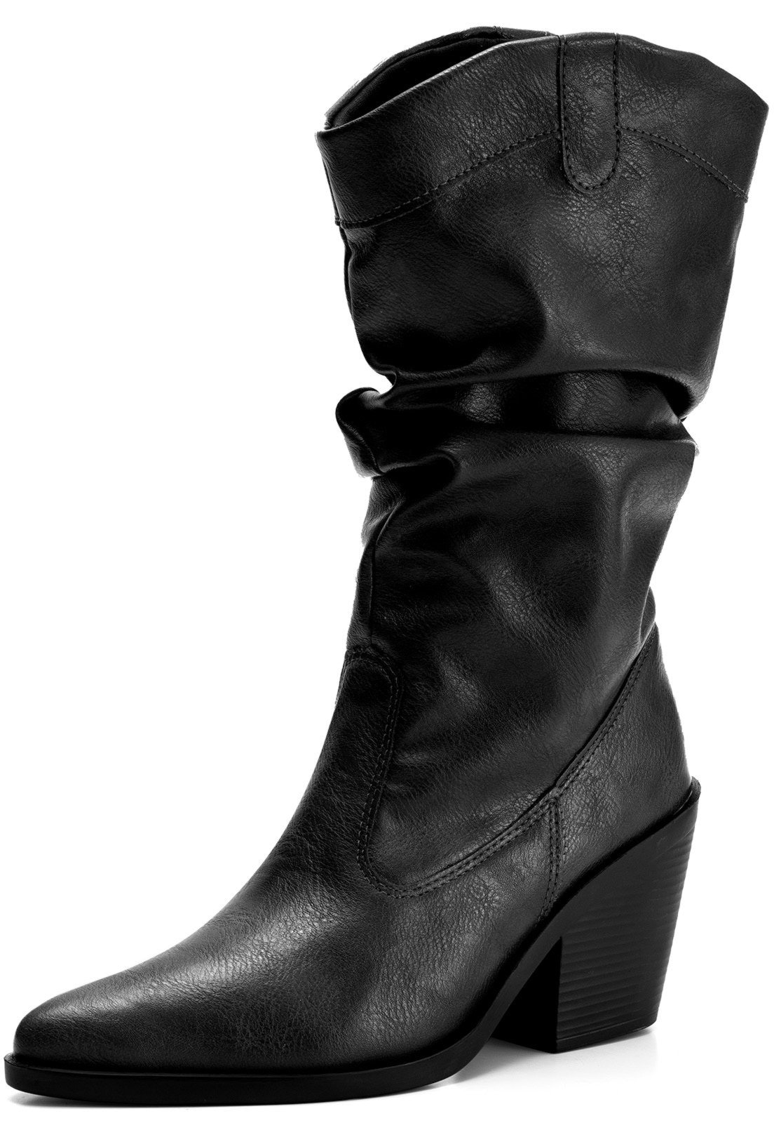 Imagem principal Bota Feminina Lumiss Western Texana Slouchy Cano Médio Salto Bloco Enrugada LUMISS preto