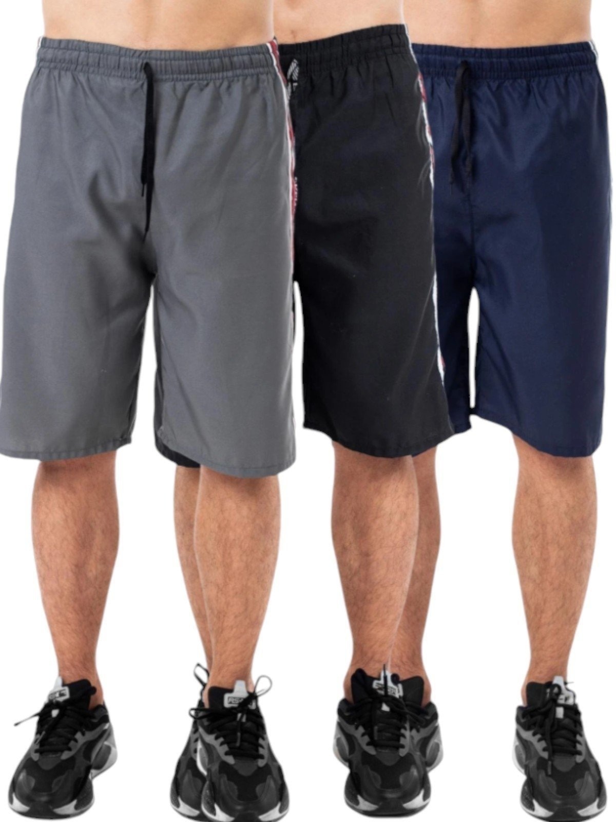 Imagem principal Kit 3 Bermuda D Bell Outlet Fashion Tactel Lisa Masculina Preta/Azul/Cinza D BELL OUTLET FASHION preto azul