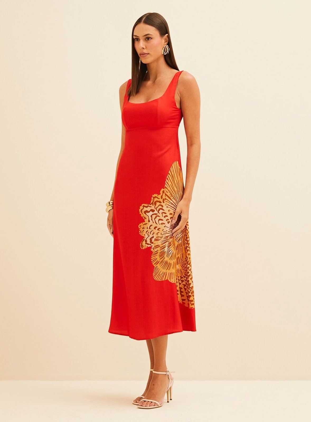 Imagem principal Vestido Estampado Midi Forum Ceramic Shell Forum vermelho