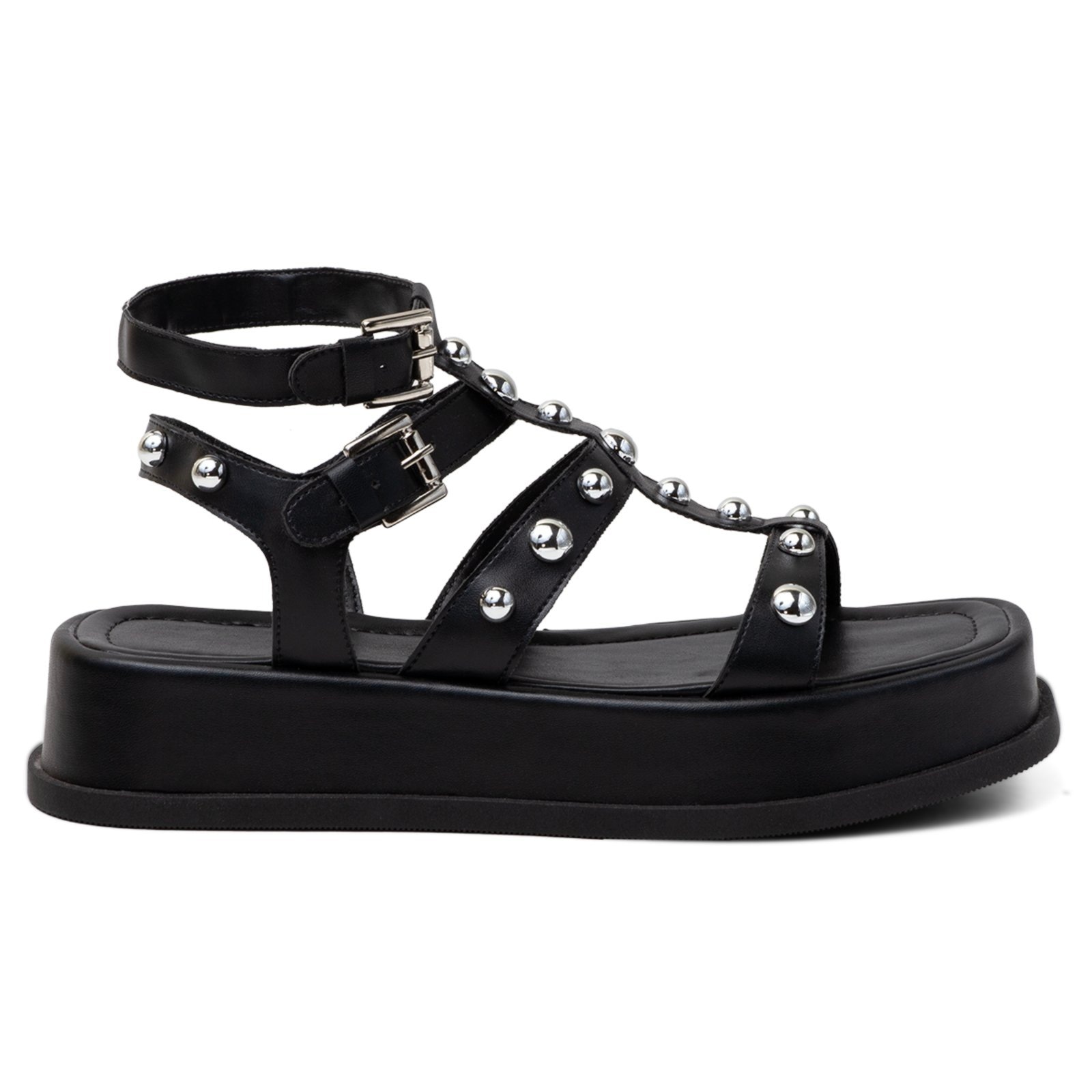 Imagem principal Sandália Papete Flatform Feminina Em Napa 183070 Flor da Pele preto