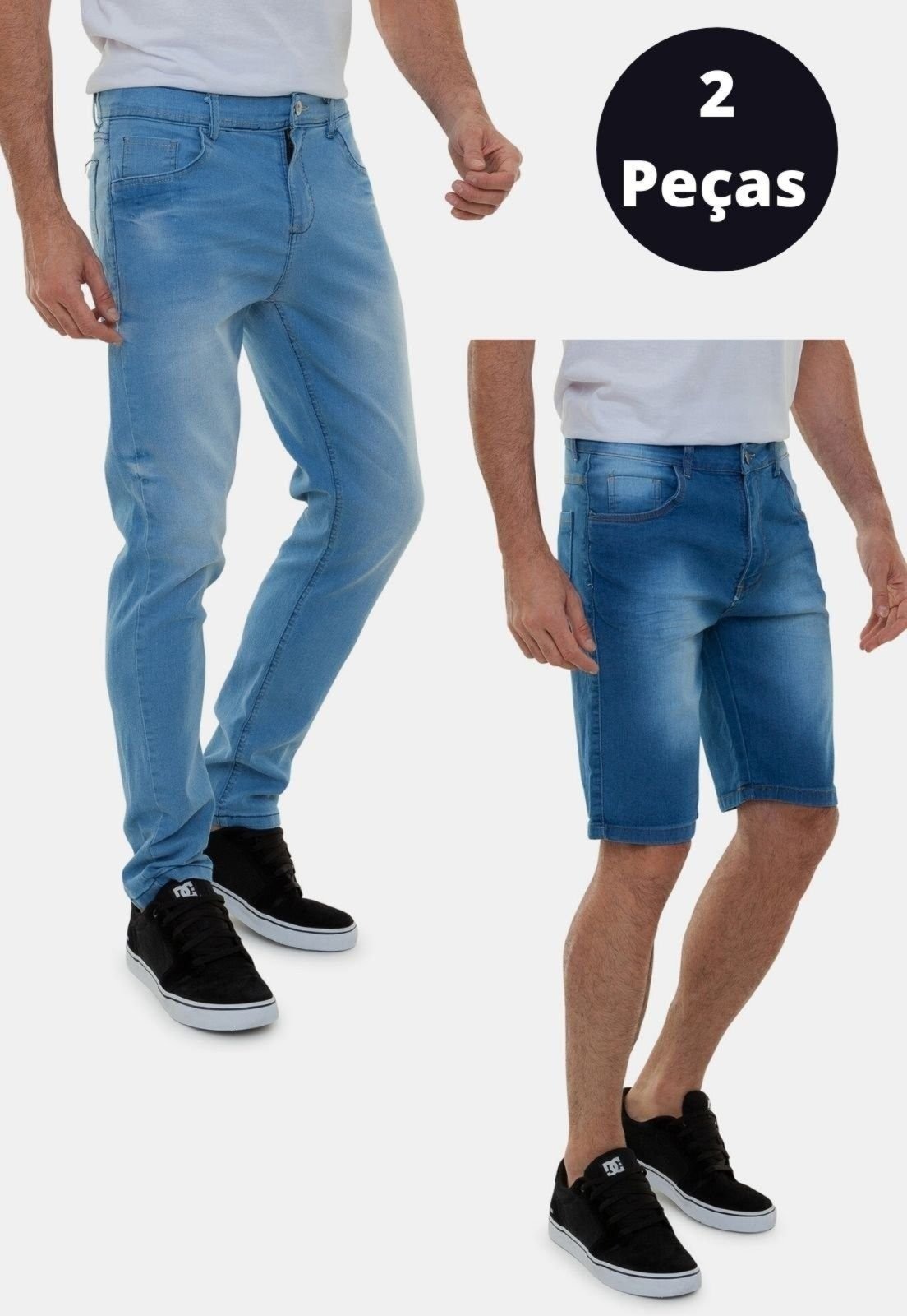 Imagem principal Kit 2 Peças Bermuda e Calça Jeans Tradicional Barcelona Versatti Jeans azul