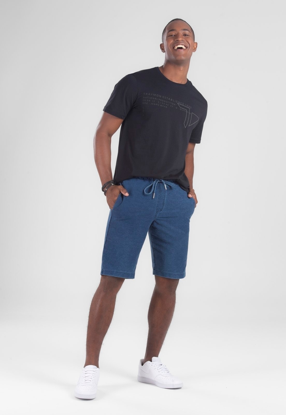 Imagem principal Bermuda Jogger Moletom Denim Traymon Azul Escuro Traymon azul marinho denim