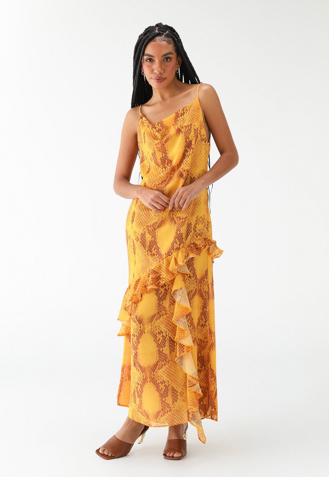 Imagem principal Vestido Lança Perfume Longo Babado Lança Perfume amarelo