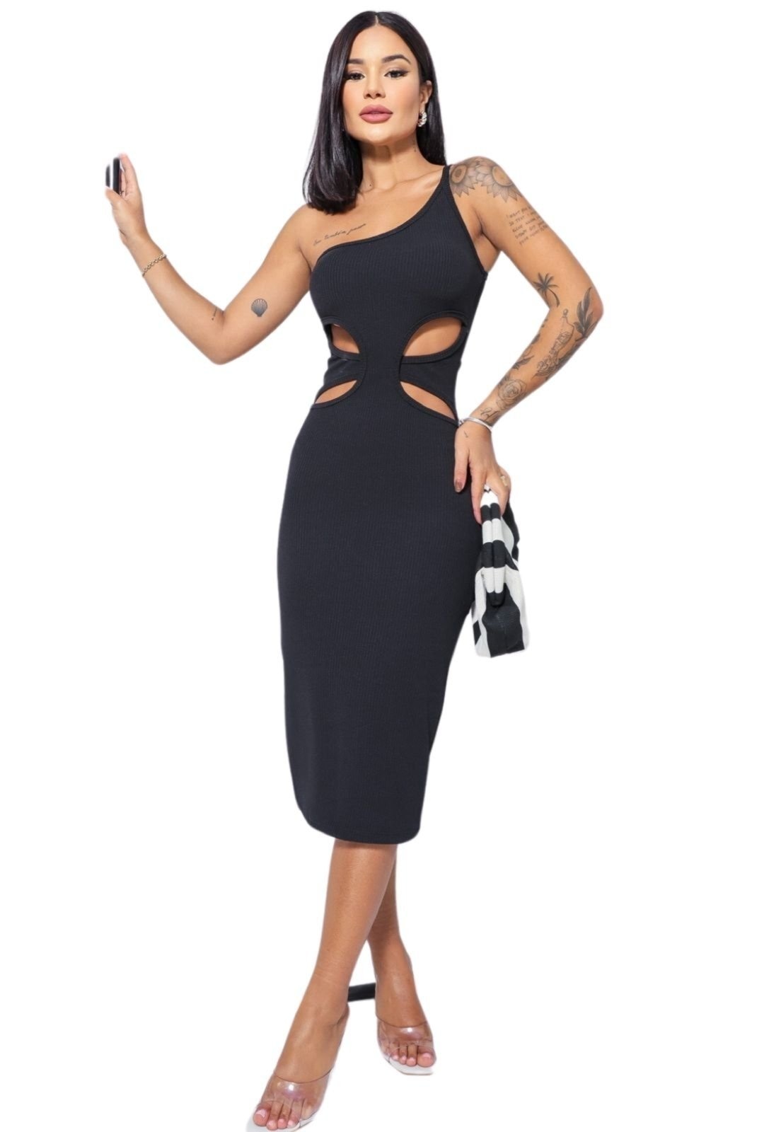 Imagem principal Vestido Summer Body mula manca de alça com abertura na barriga Summer Body preto