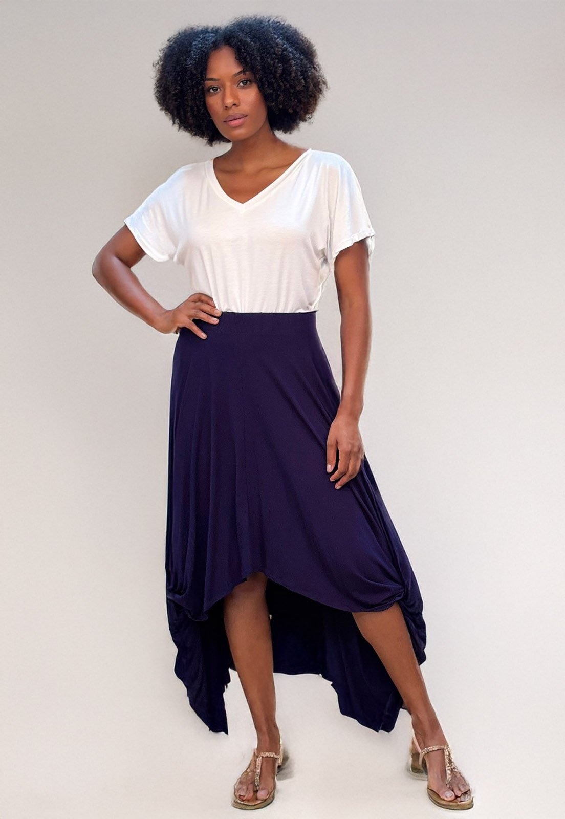 Imagem principal Saia Longa Amazonia Vital Malha Nó Hippie Chic Marinho Amazonia Vital azul