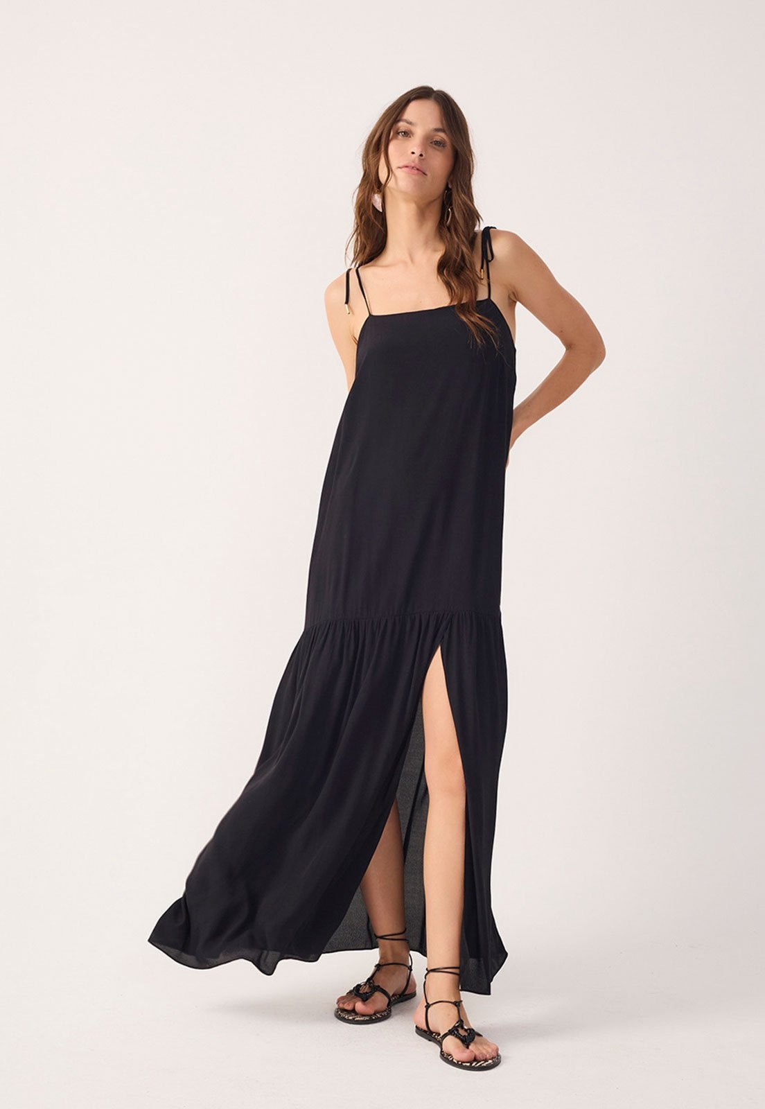 Imagem principal Vestido Longo Feminino Dress To Alças Amarração Dress to preto