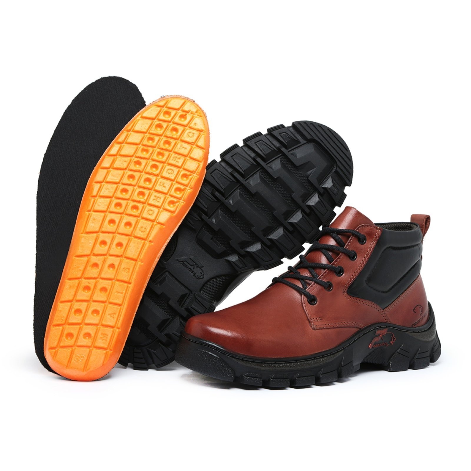 Imagem principal Bota Masculina Confort Premium em Couro Conhaque ZAFREM caramelo