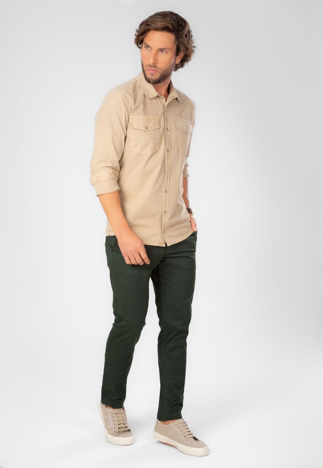 Imagem principal Calça Traymon Skinny Algodão Egípcio Musgo Traymon verde