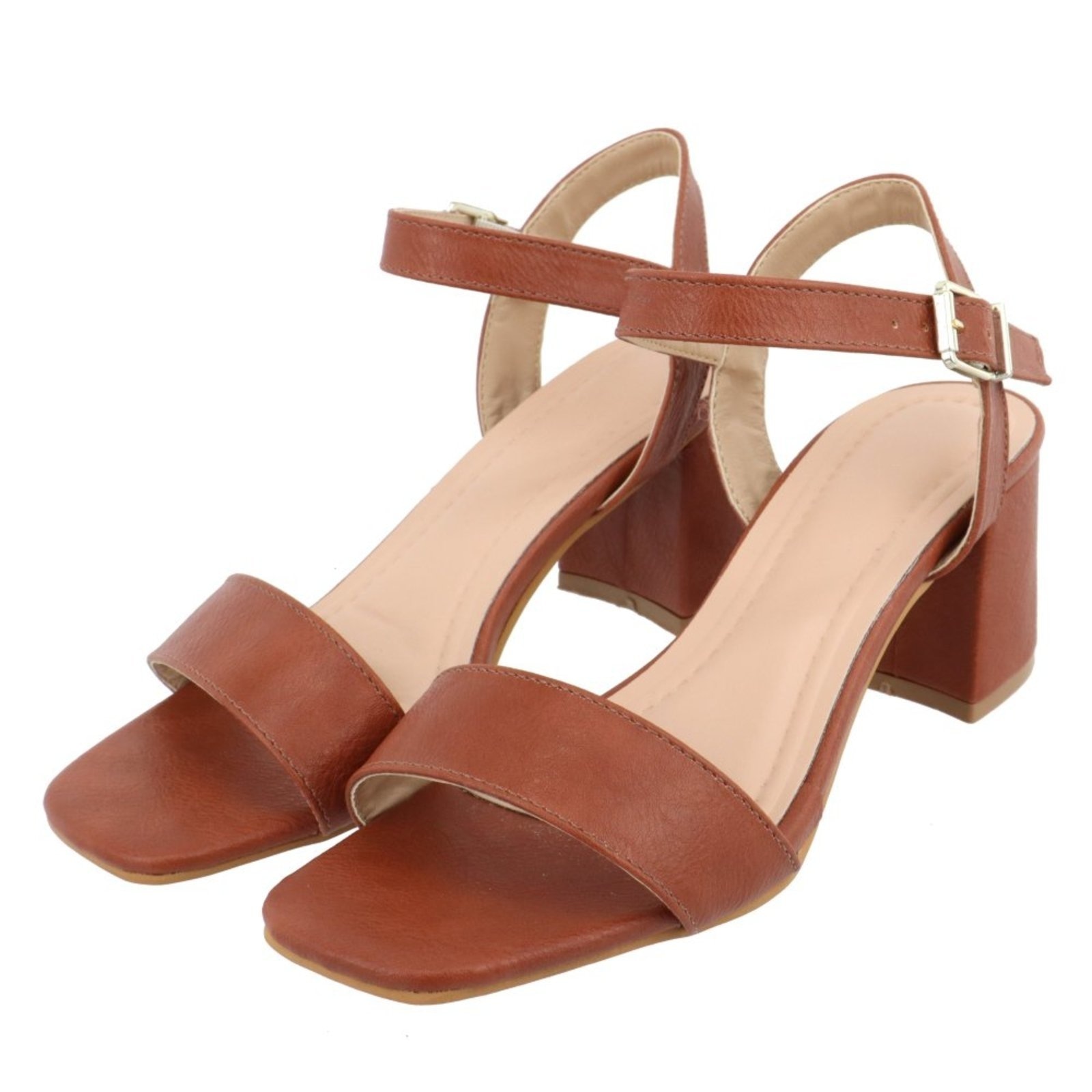 Imagem principal Sandalia Feminina Aberta Tira Napa Salto Bloco 80020 Flor da Pele marrom