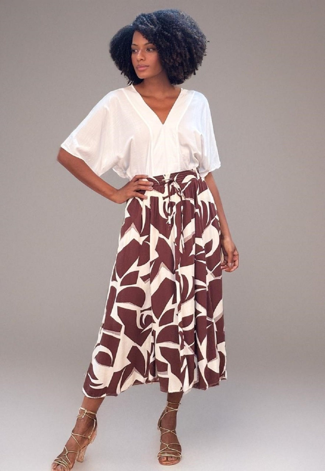 Imagem principal Saia Amazonia Vital Longa Estampa Raízes Amazonia Vital branco/estampado/marrom